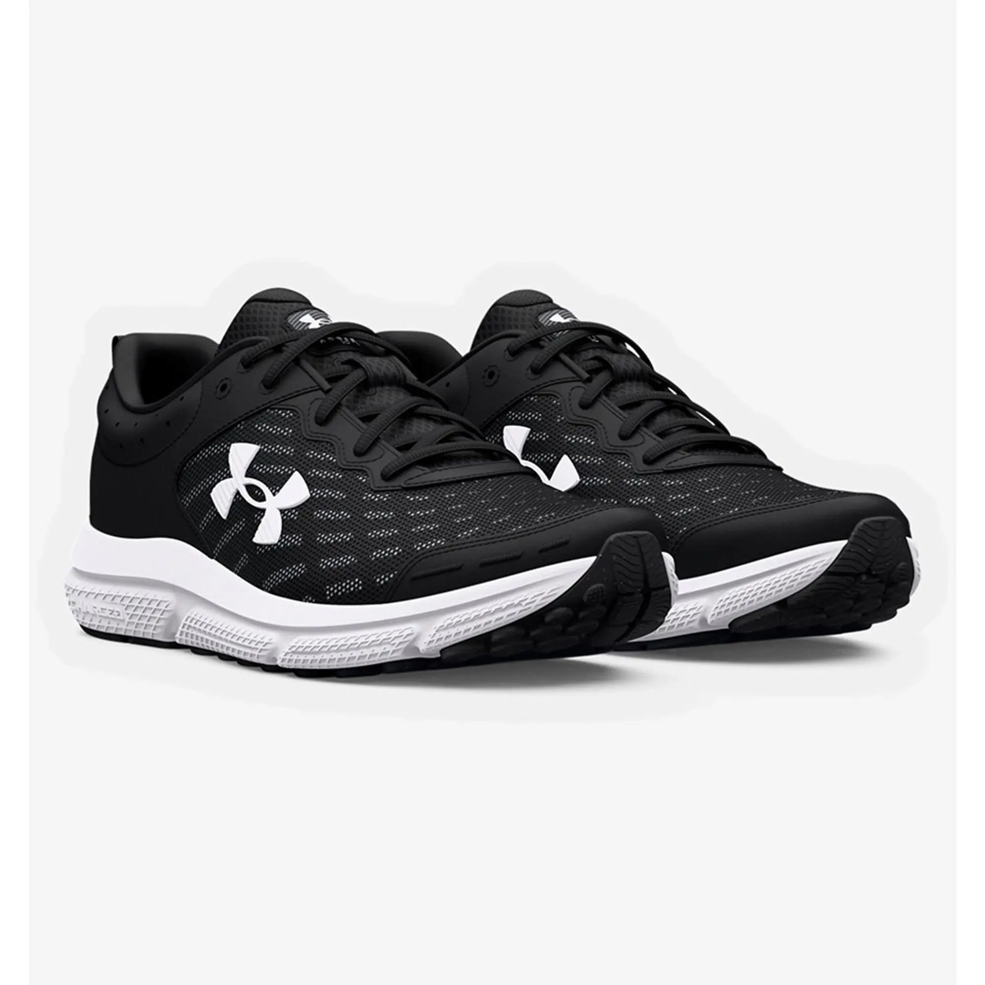 Men's  Under Armour  Charged Assert 10 Running Shoes Black / Black / White 14