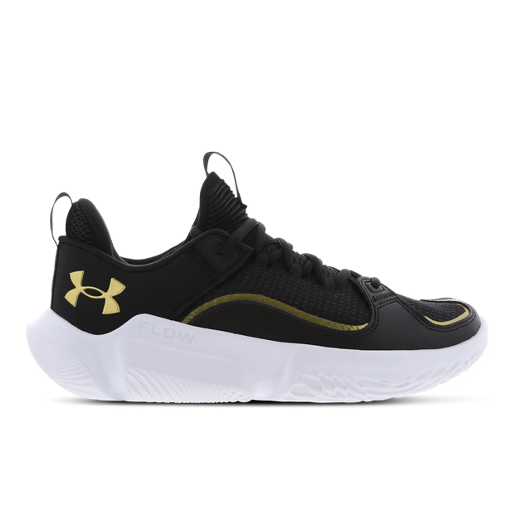 Unisex  Under Armour  Flow FUTR X 3 Basketball Shoes Black / Black / Metallic Gold 10.5