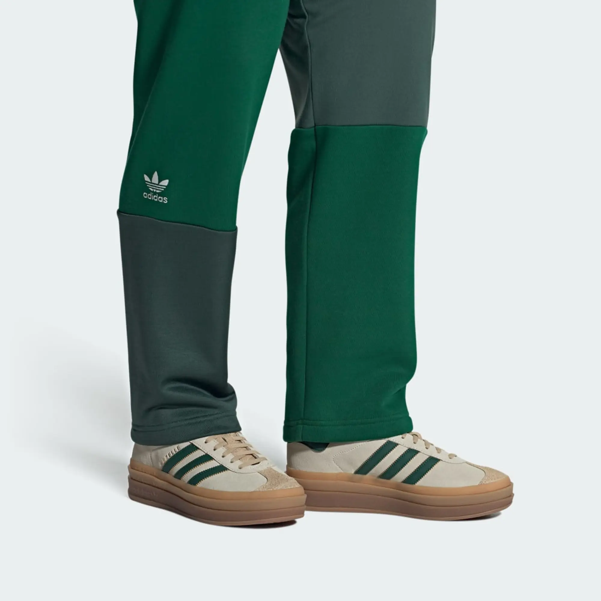 Adidas Originals Gazelle Bold Platform Trainers In Cream/Green With Gum Sole-White