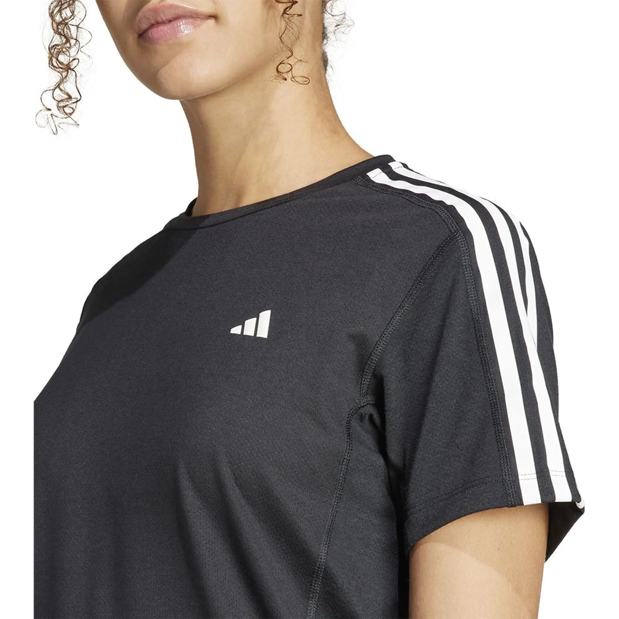 Adidas Own The Run Excite 3 Stripes Short Sleeve T-shirt  - Black
