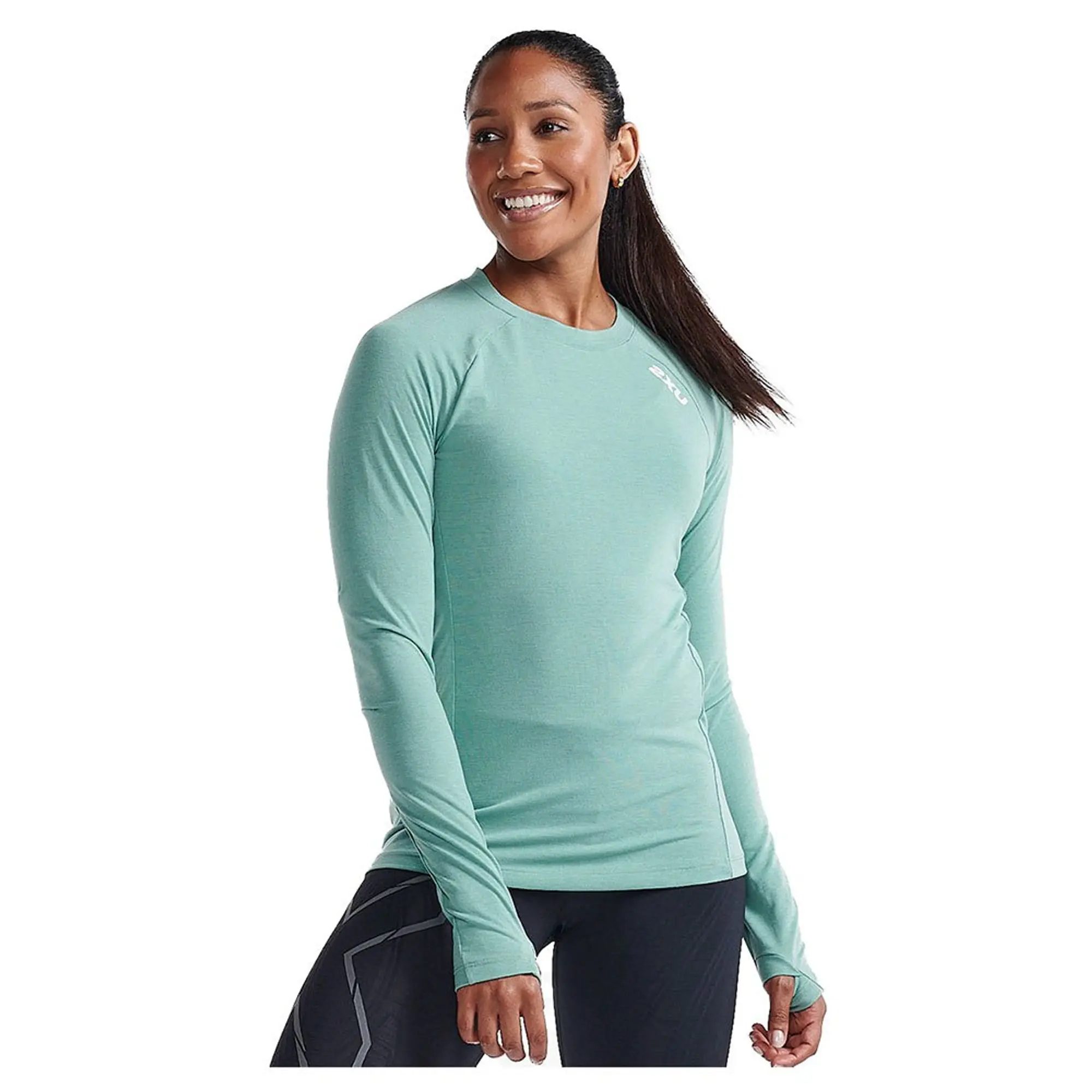 2xu Ignition Base Layer Long Sleeve T shirt Green WR6831a RAF WRF FOOTY.COM