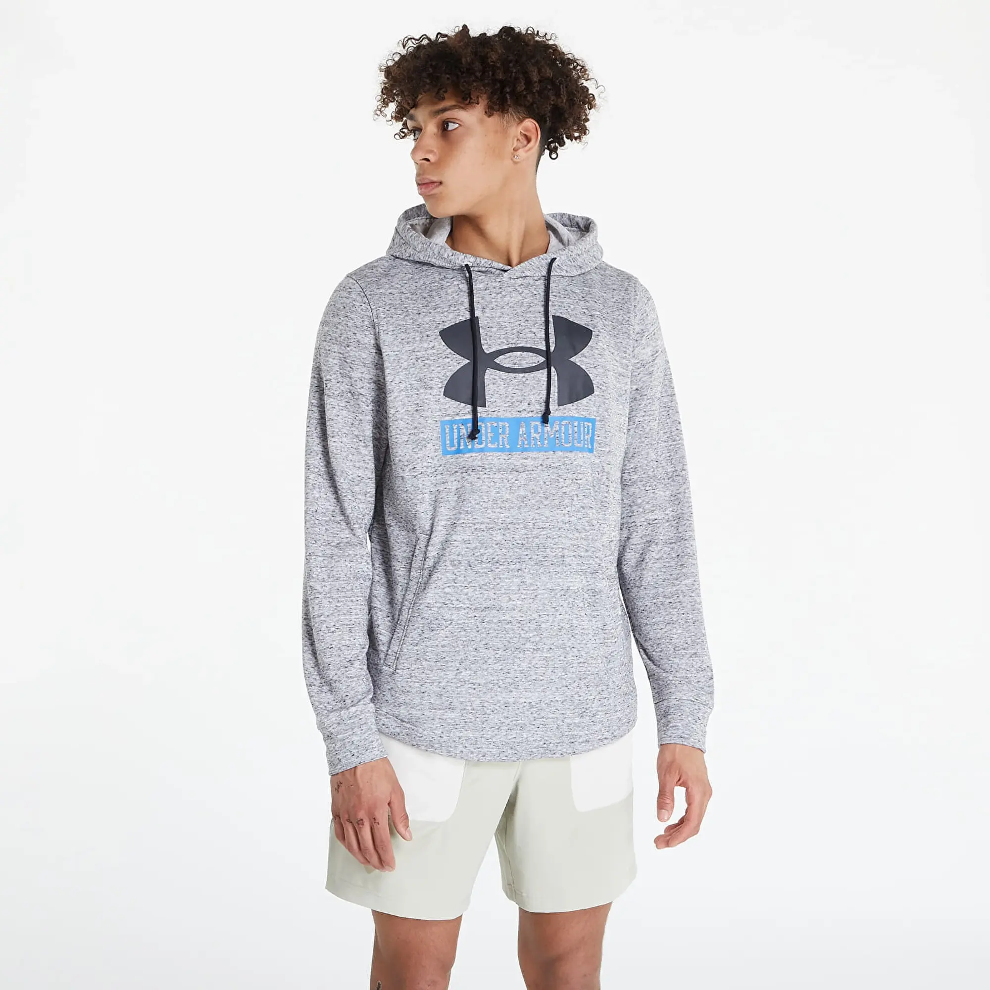 Under Armour Rival Terry Mens Grey Logo Hoodie
