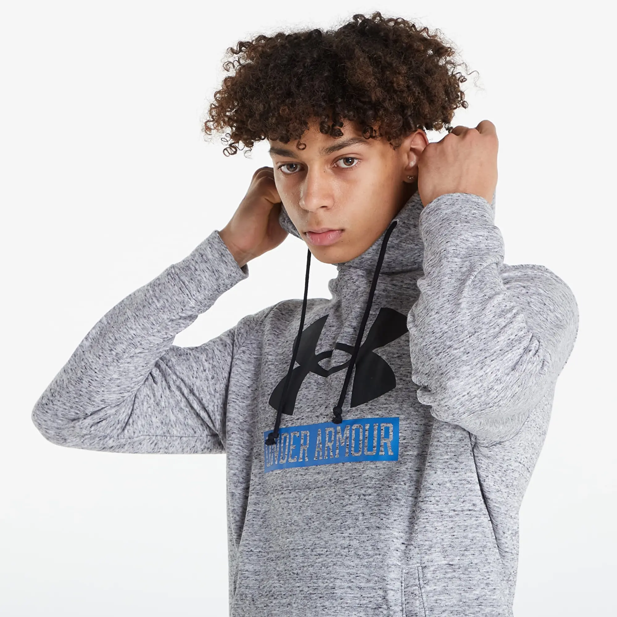 Under Armour Rival Terry Mens Grey Logo Hoodie