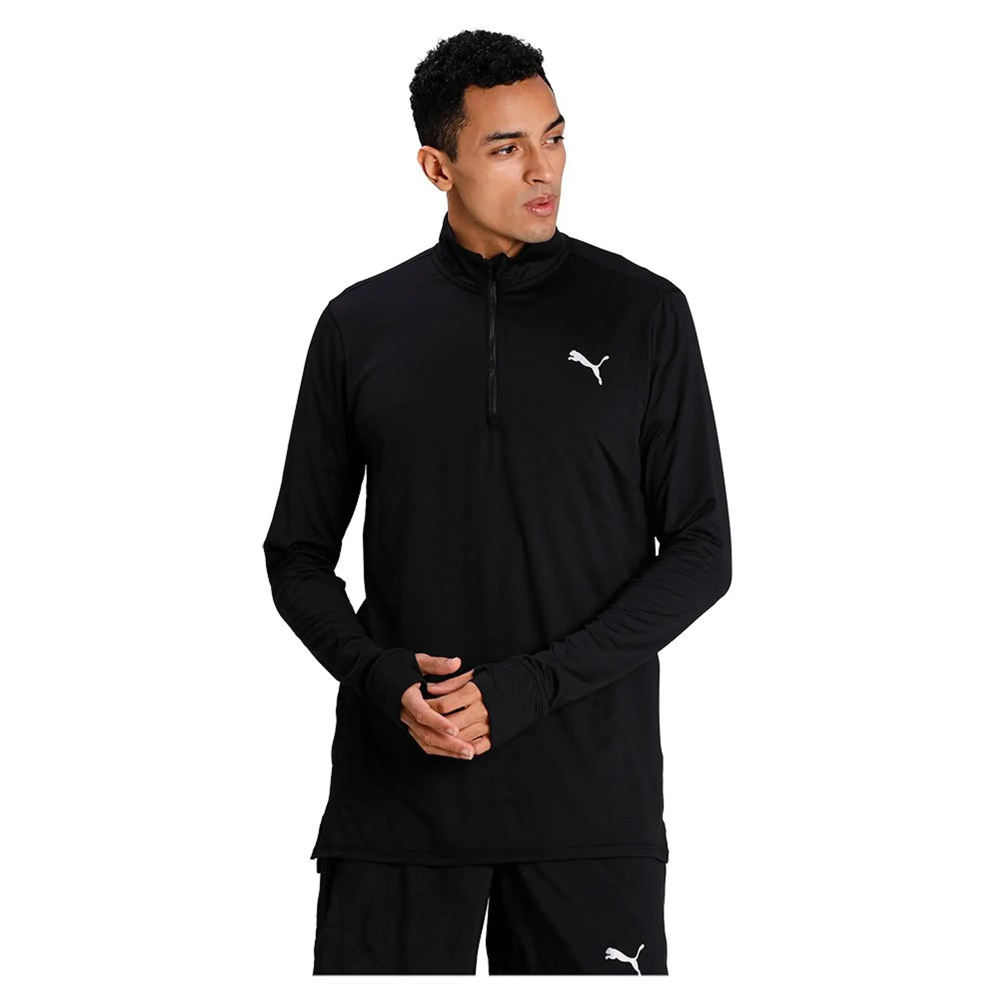 Puma Run Favorite 1/4 Zip Long Sleeve T-shirt  - Black