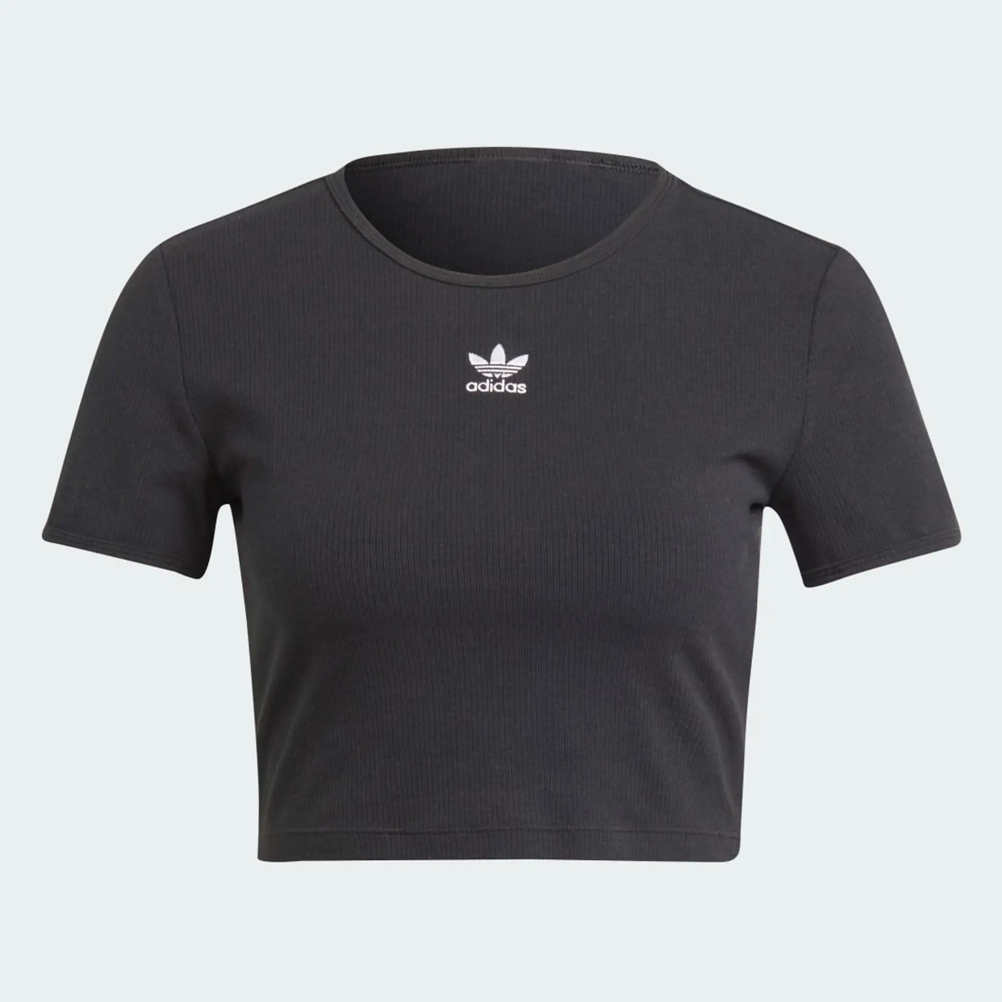 adidas Originals Womens Essentials Rib T-Shirt - Black - Size L - Black