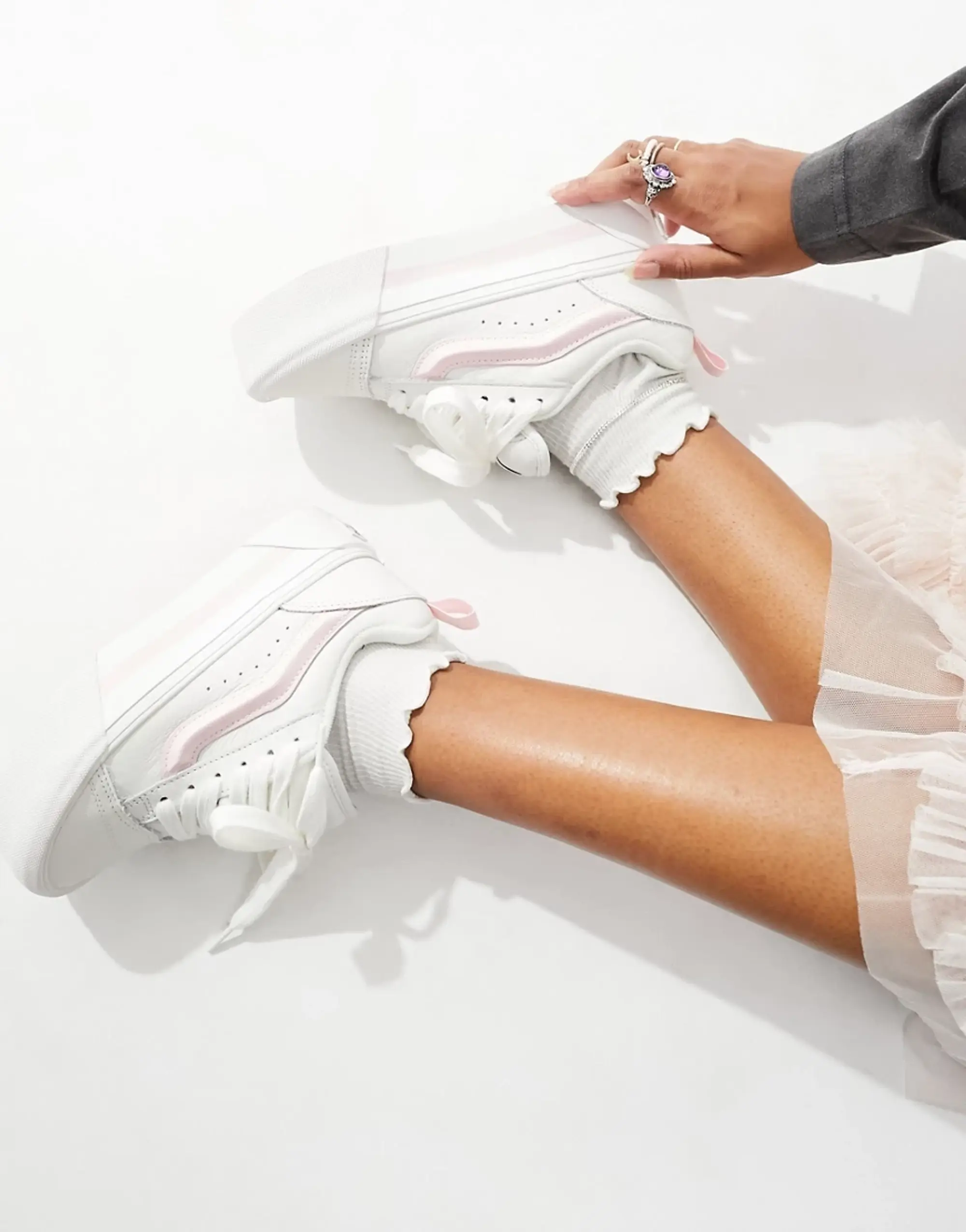 Vans Knu Stack Trainers In White And Pink-Multi