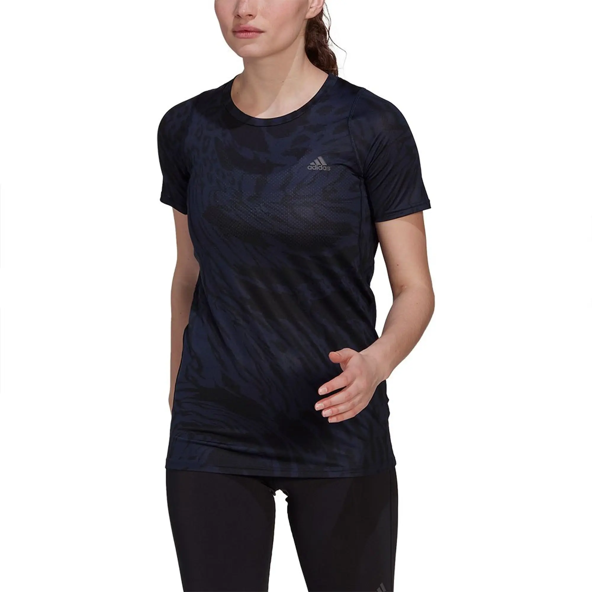 adidas Fast All Over Print Running Shirt Women - Blue, Black