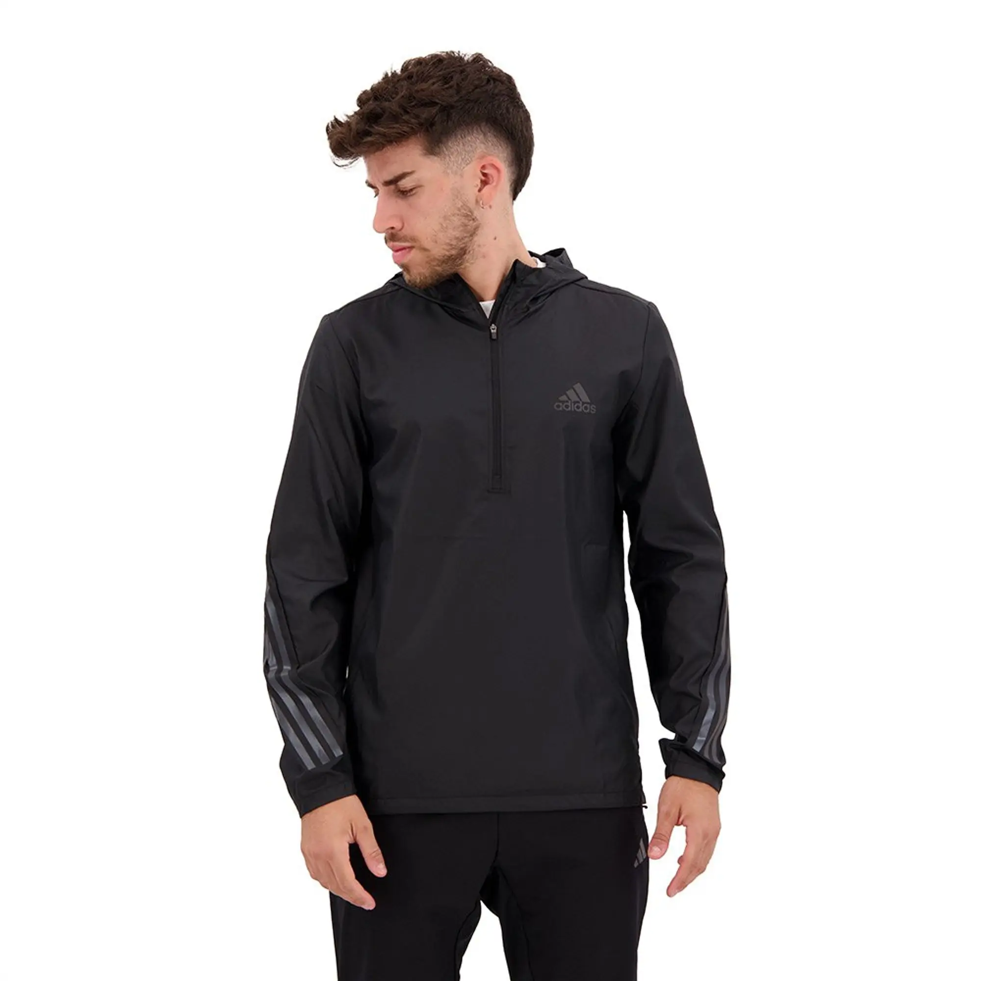 Adidas Run Icons 3 Stripes Jacket  - Blue