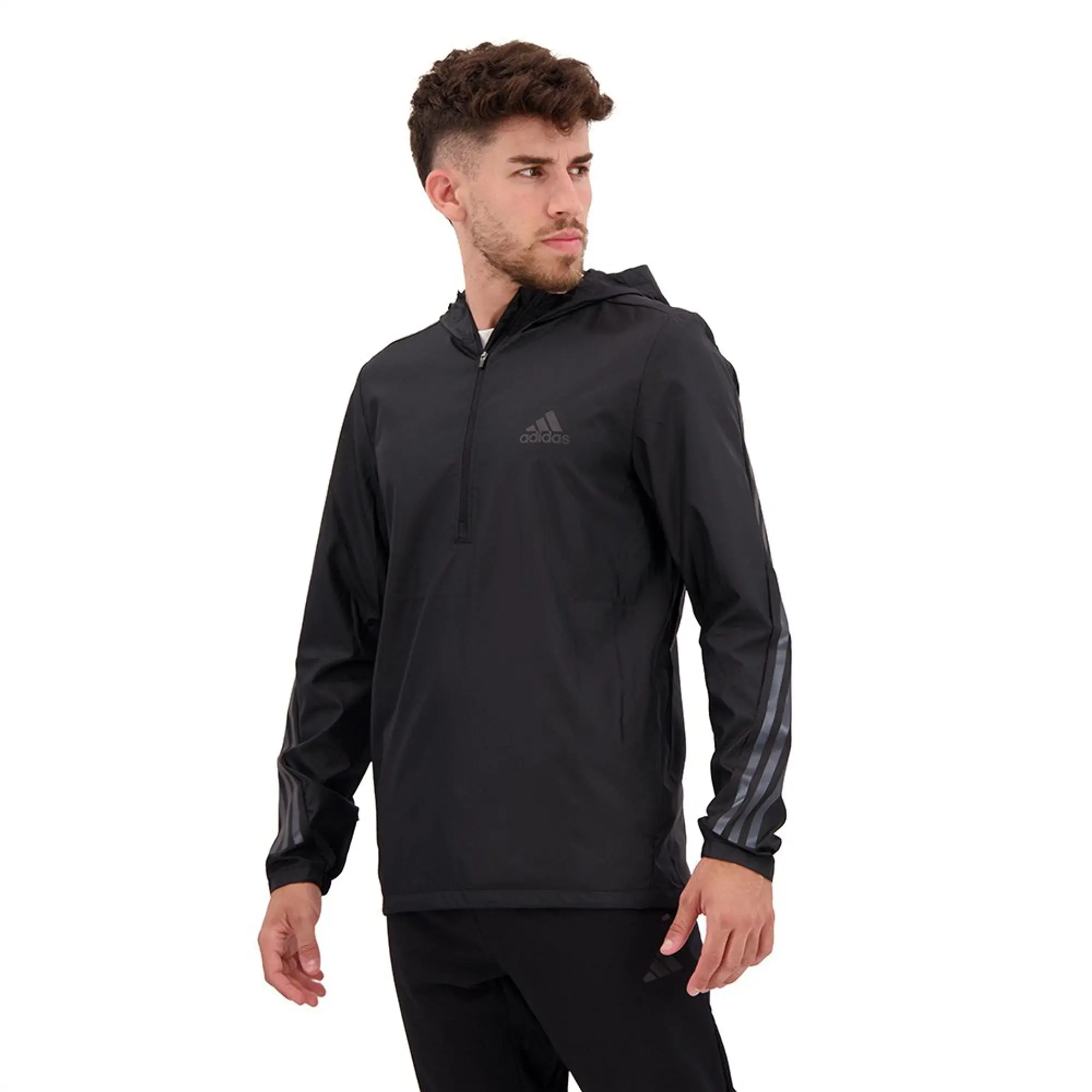 Adidas Run Icons 3 Stripes Jacket  - Blue