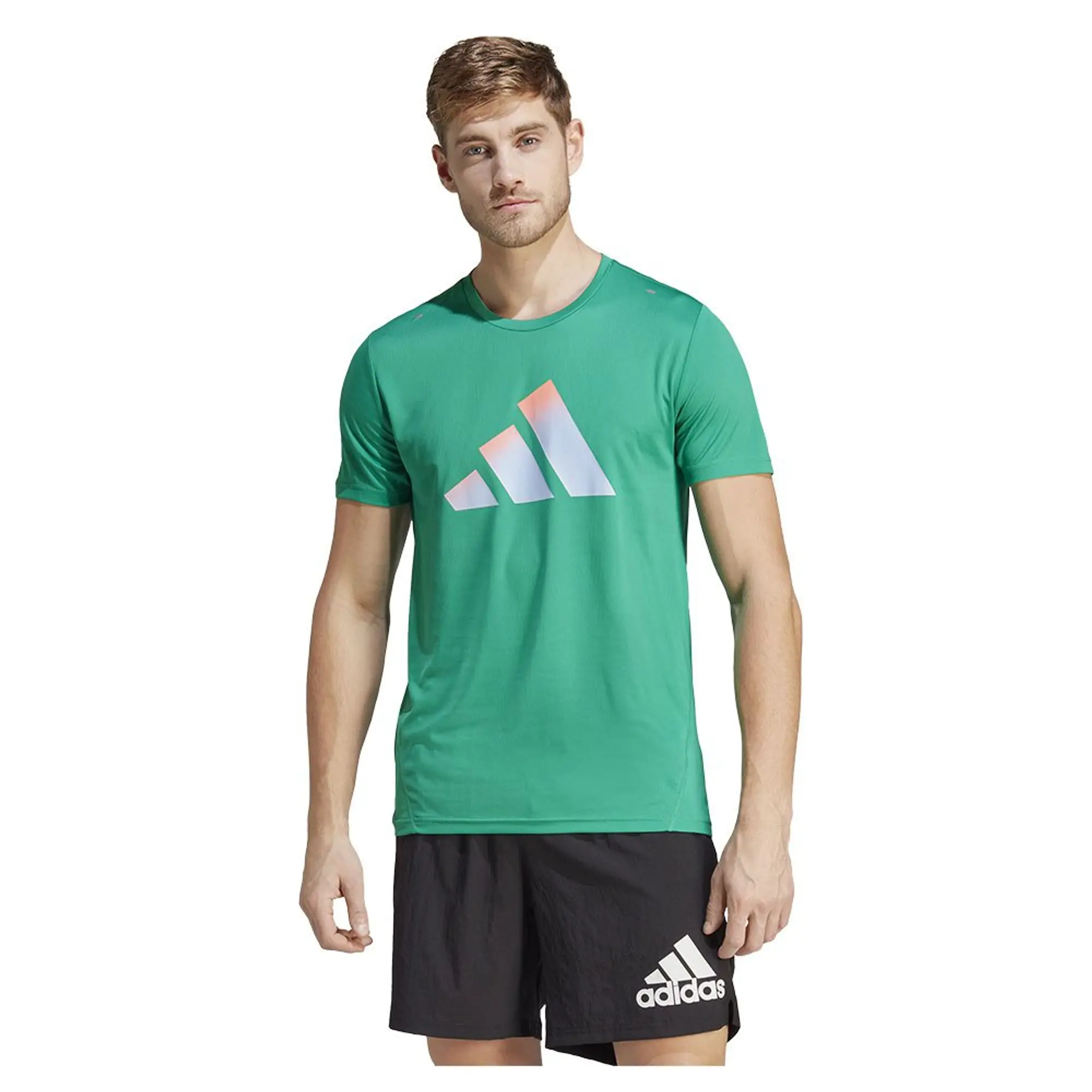 adidas Run Icons 3 Bar Logo T-Shirt Mens - Green