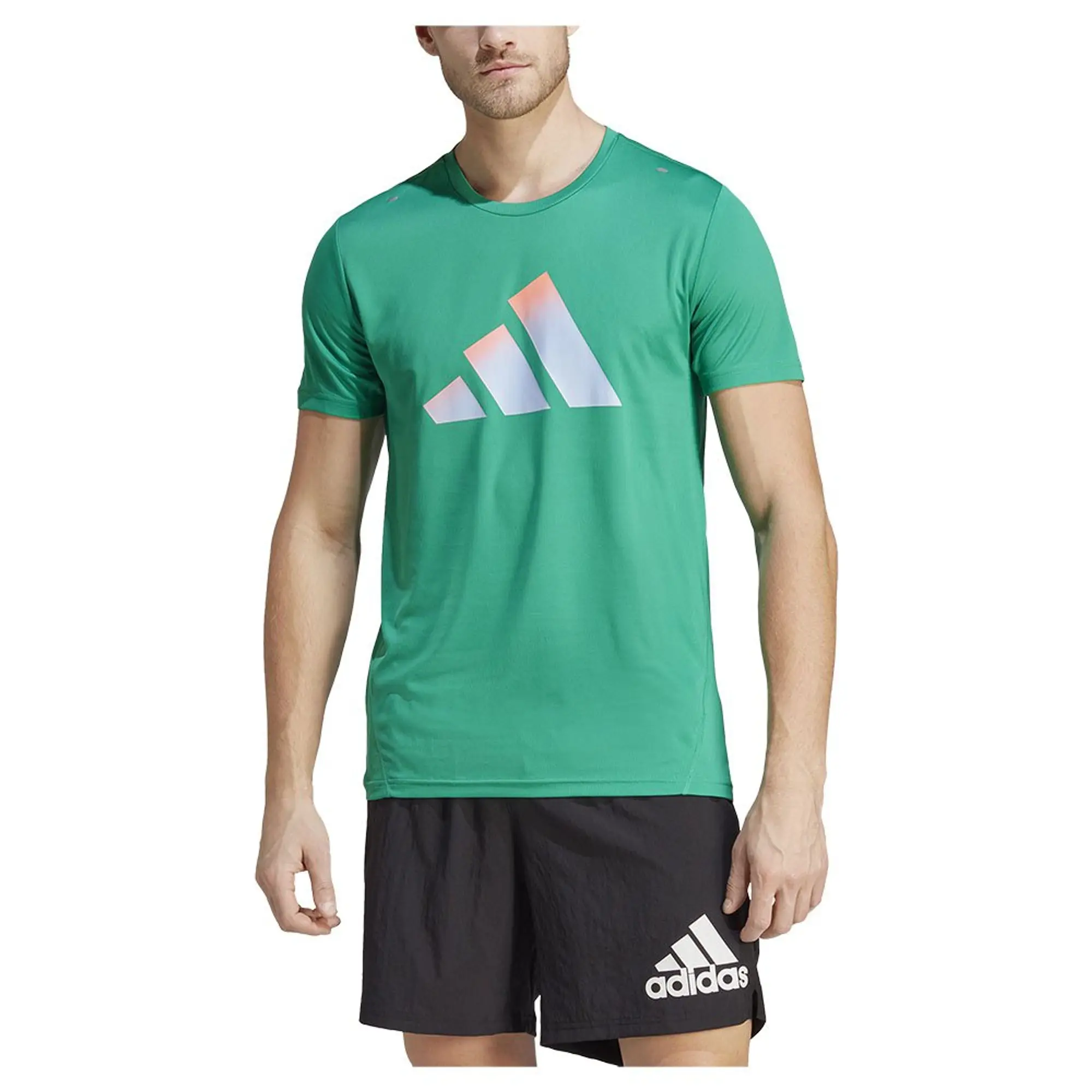 adidas Run Icons 3 Bar Logo T-Shirt Mens - Green