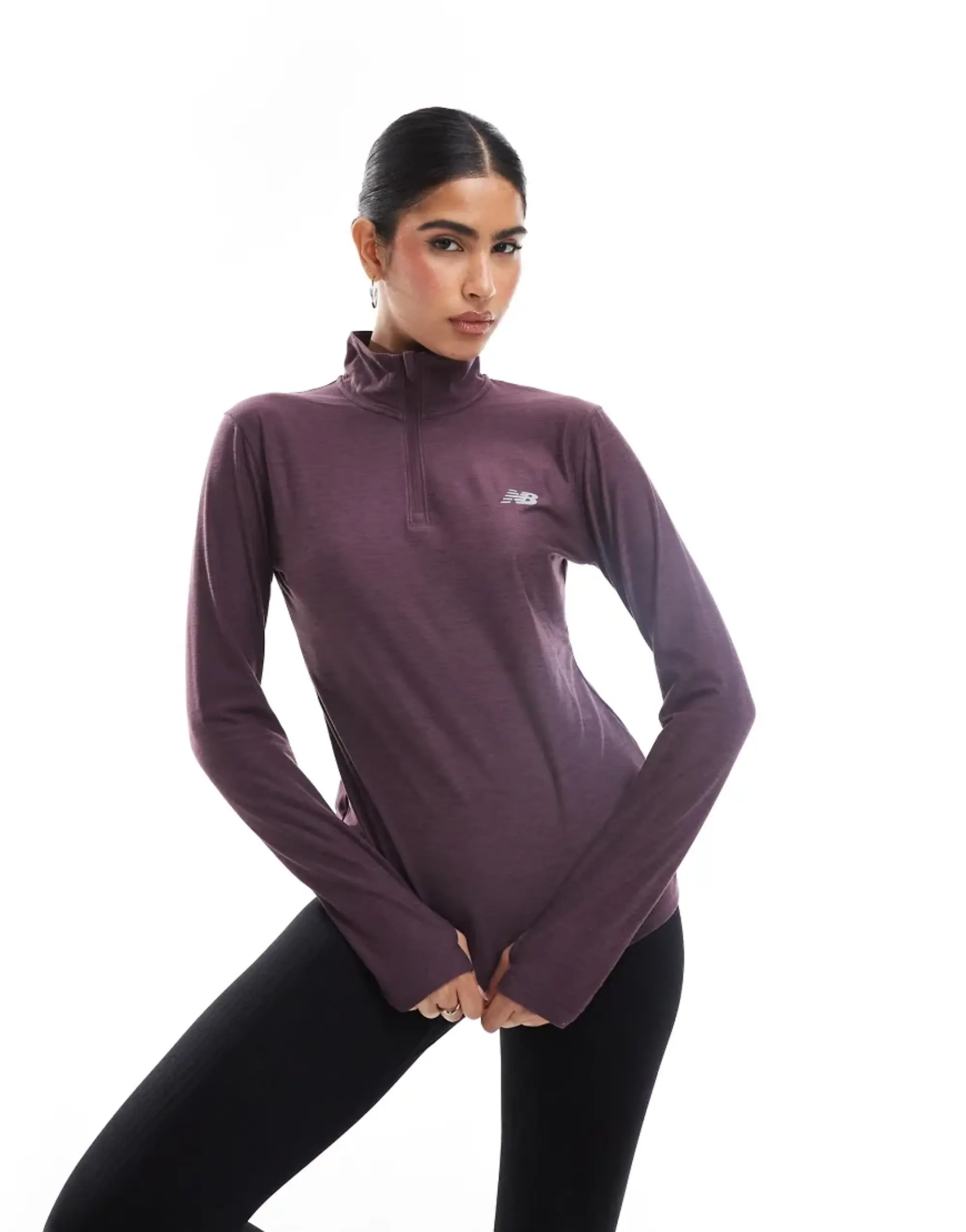 New Balance Sport Essentials Space Dye Half Zip Long Sleeve T-shirt