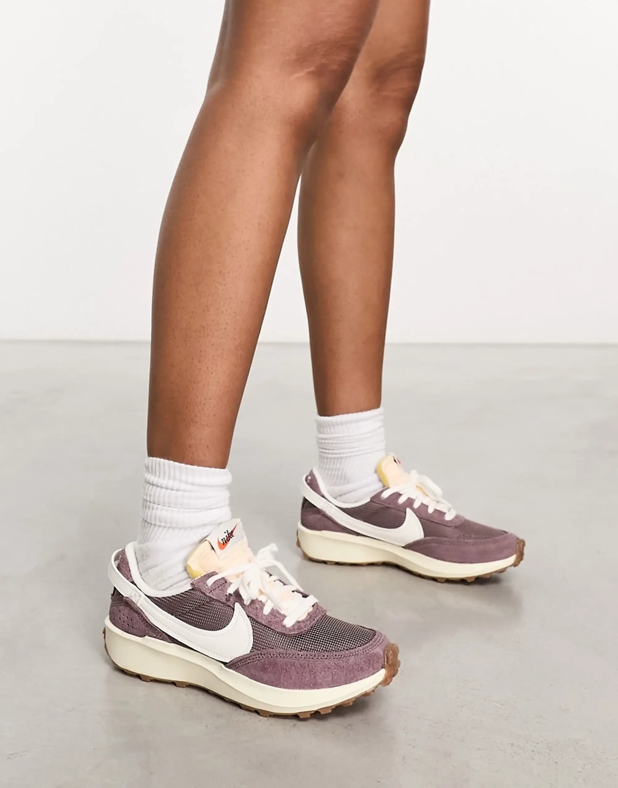 Nike Waffle Debut Trainers In Plum And Off White-Purple