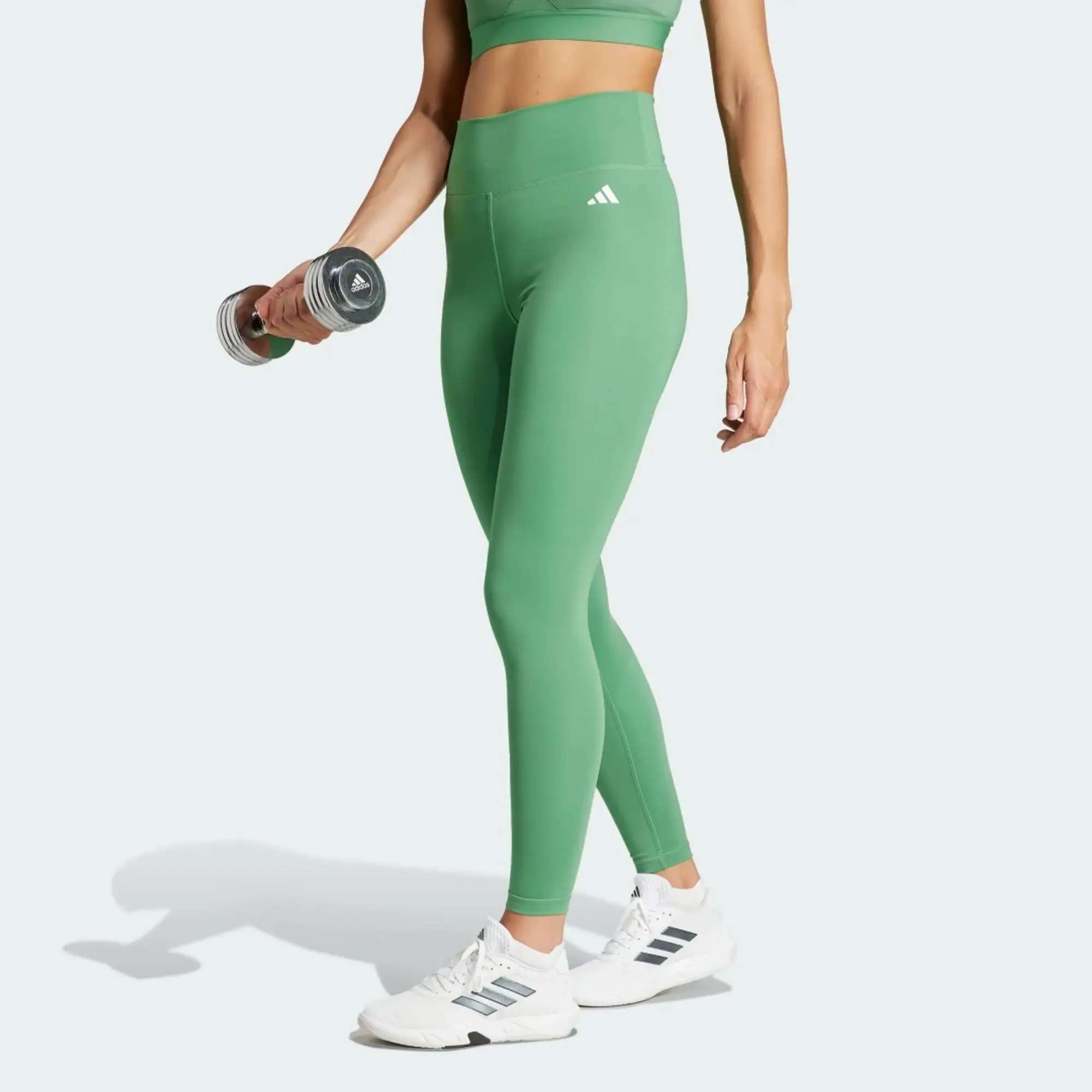 Adidas Training Essentials Logo Leggings In Green