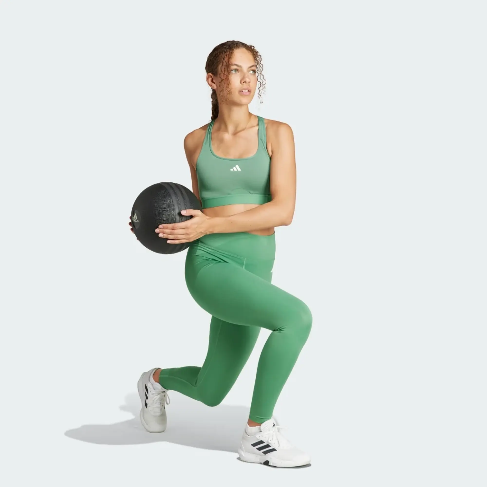 Adidas Training Essentials Logo Leggings In Green