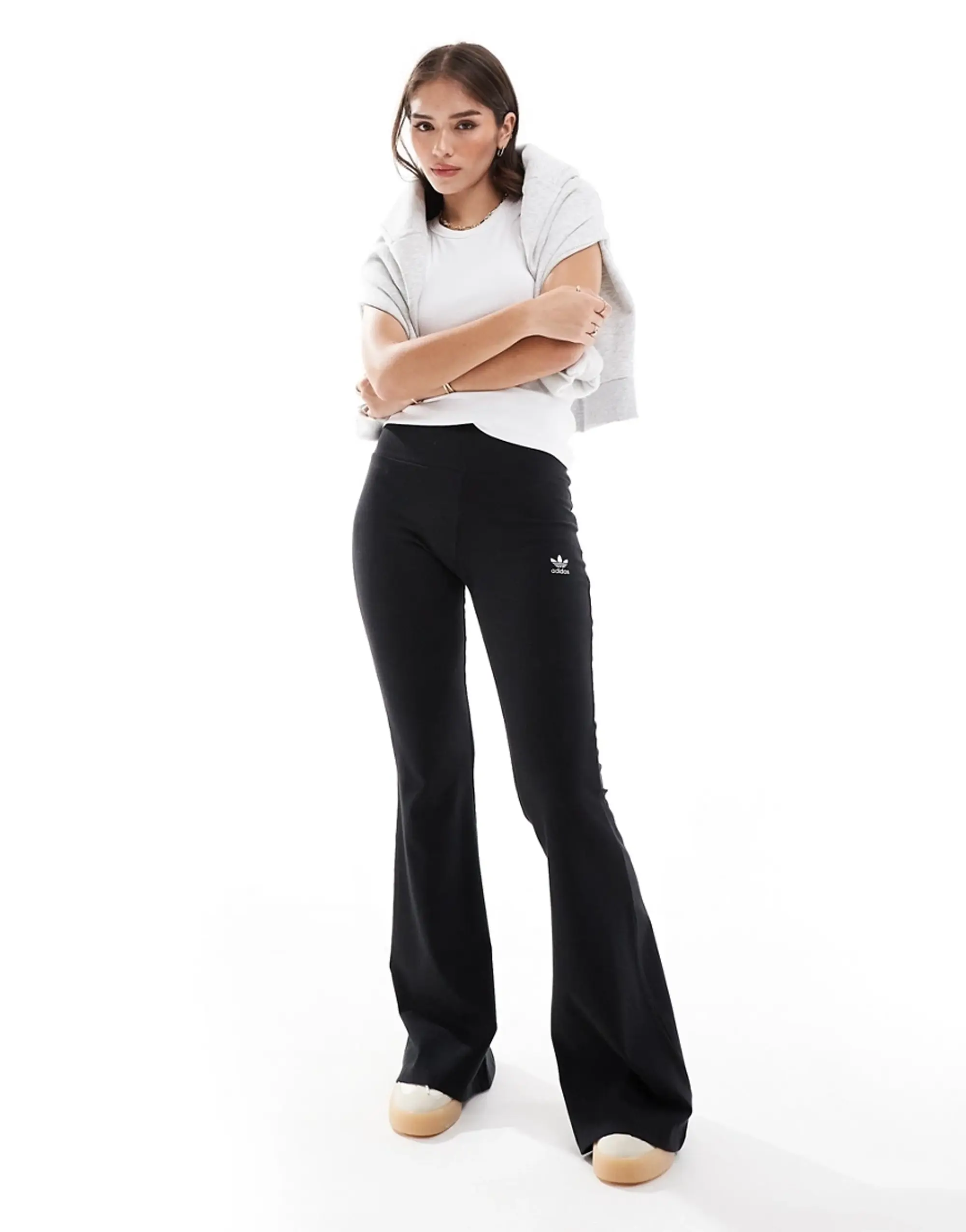 Adidas Originals Trefoil Essentials Flared Leggings In Black
