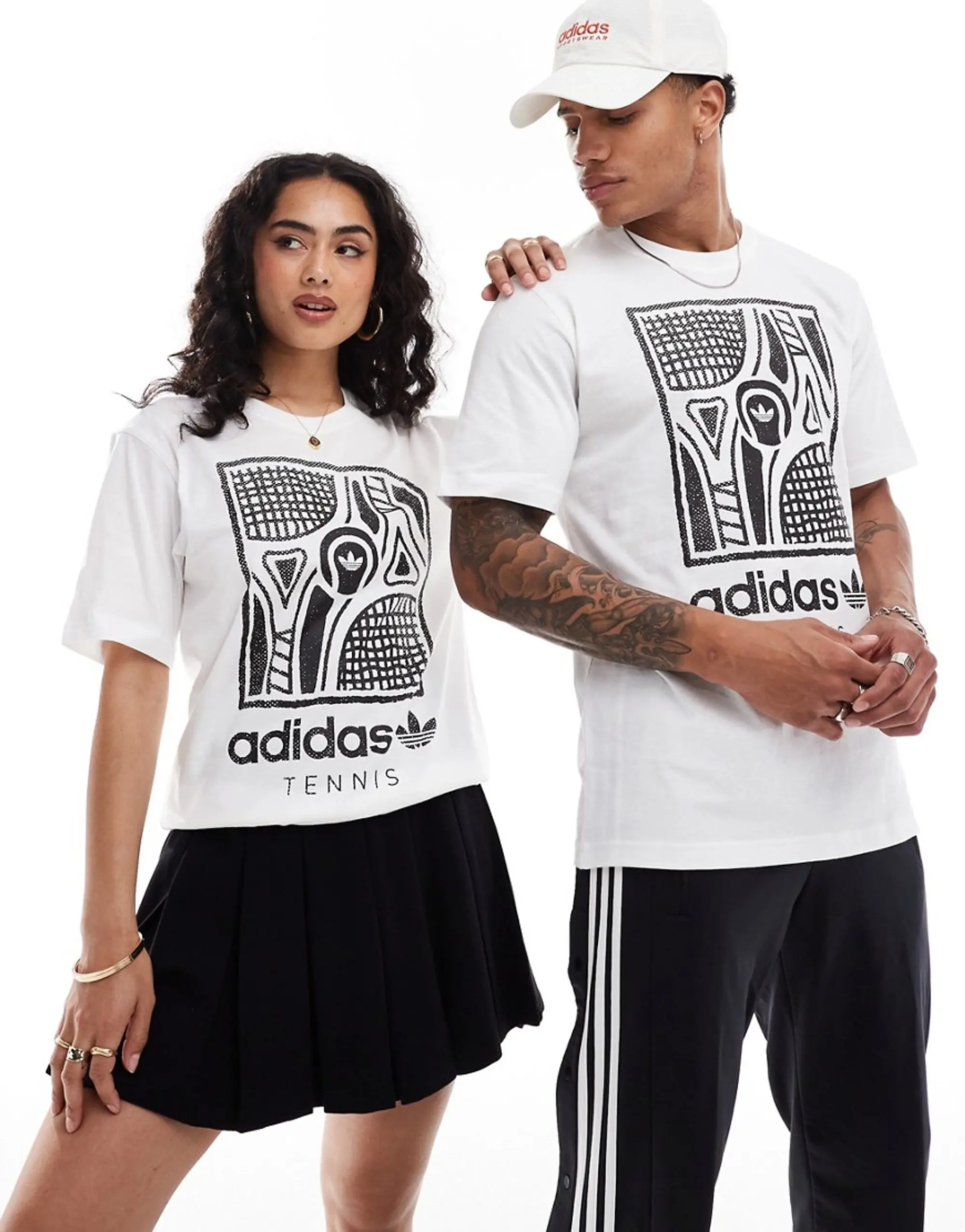 Adidas Originals Tennis Unisex Graphic T Shirt In White JP3699 FOOTY.COM