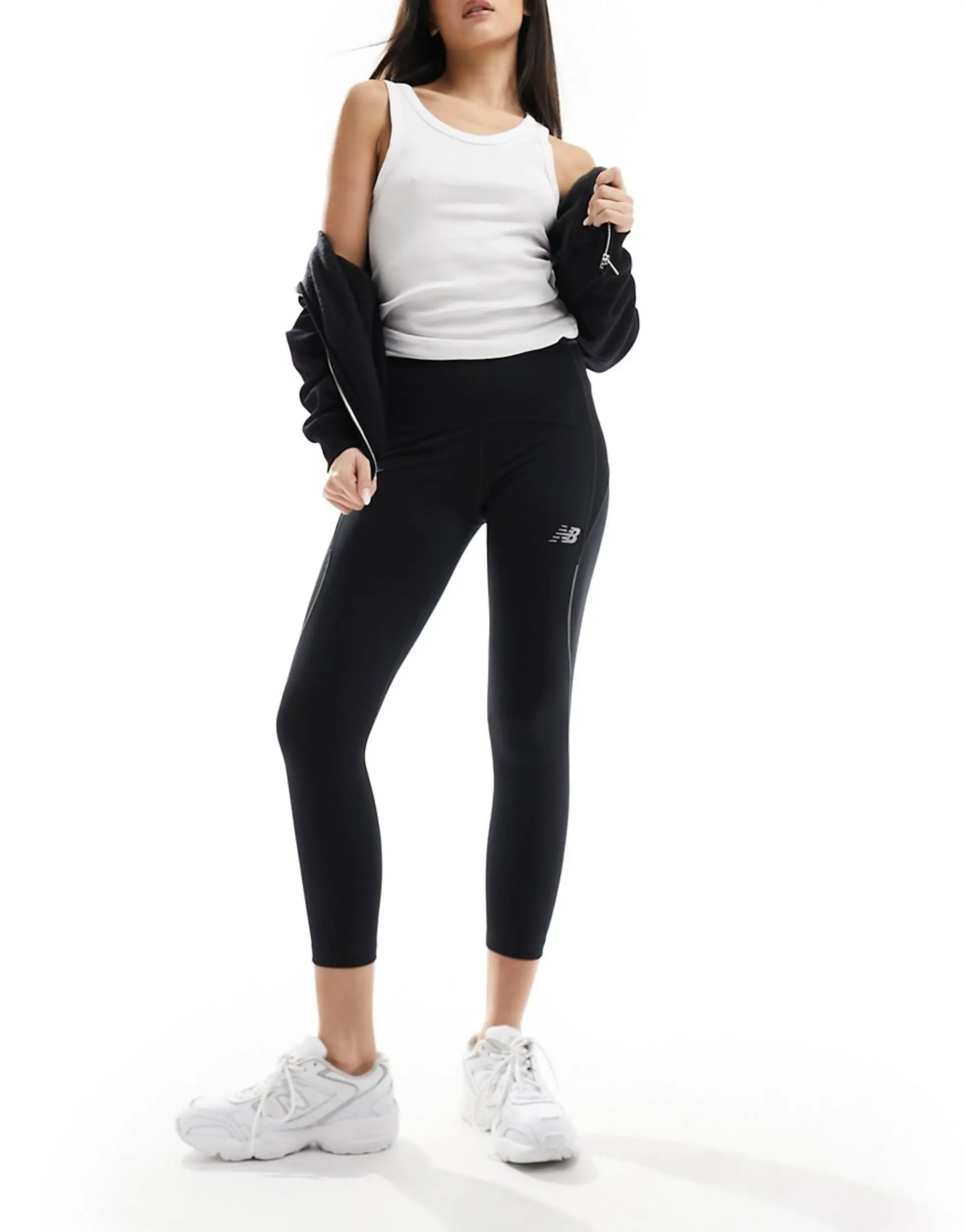 New Balance Women's Impact Run Crop in Black Poly Knit