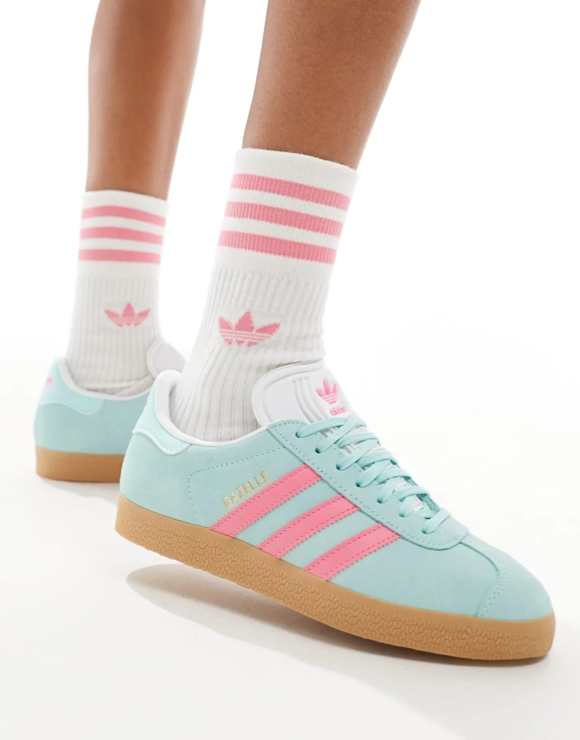 adidas gazelle silver green womens adidas Gazelle Indoor Shoes - Women's - Sandy Pink / Cloud White / Gum main image 1