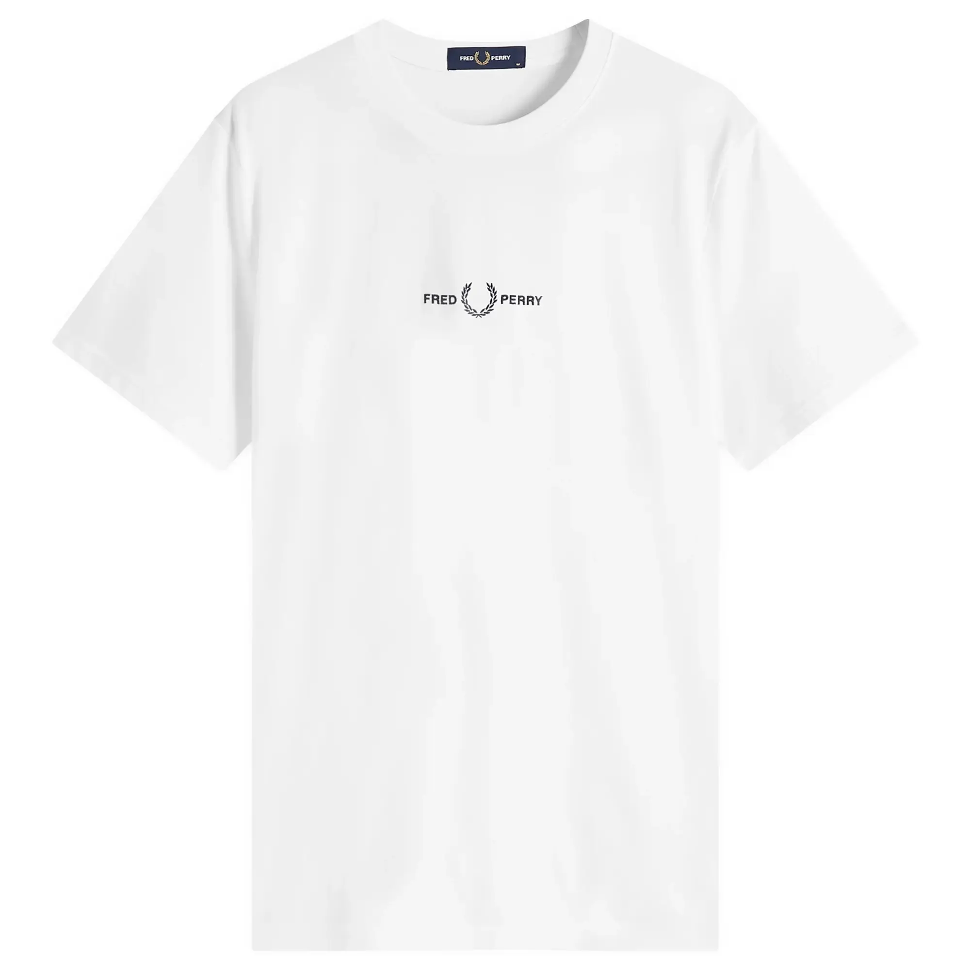 T Shirt Fred Perry Embroidered T Shirt White Xxl M4580 100 FOOTY.COM