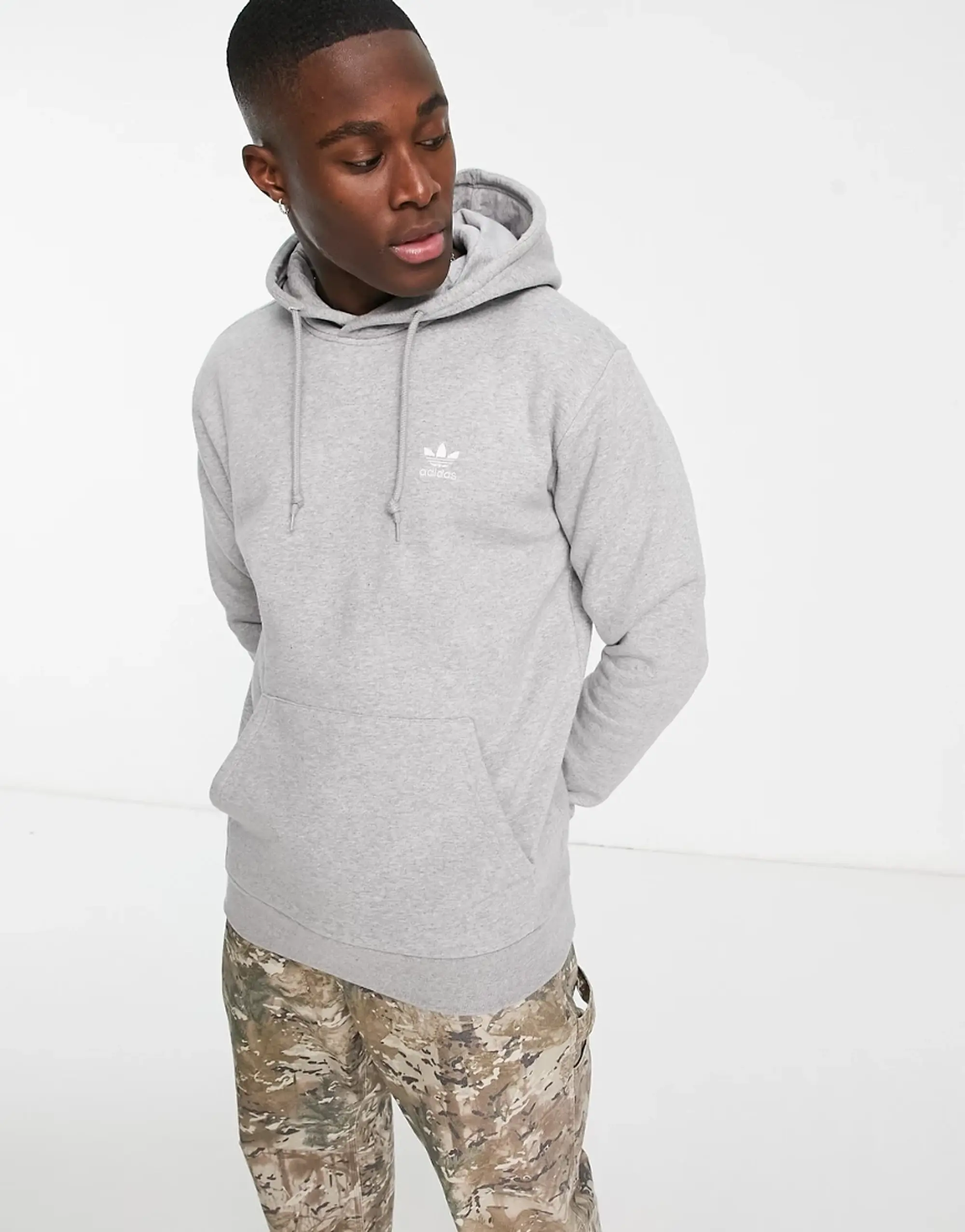 Gray trefoil hoodie best sale