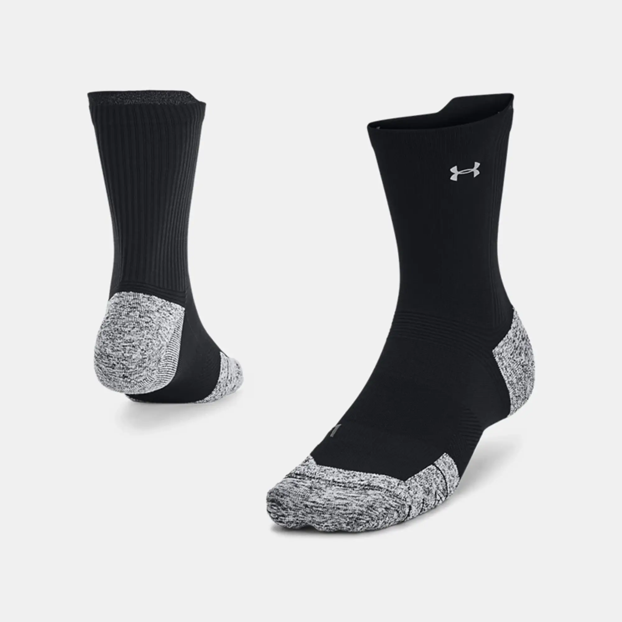 Unisex  Under Armour  ArmourDry™ Run Cushion Mid-Crew Socks Black / Black / Reflective S