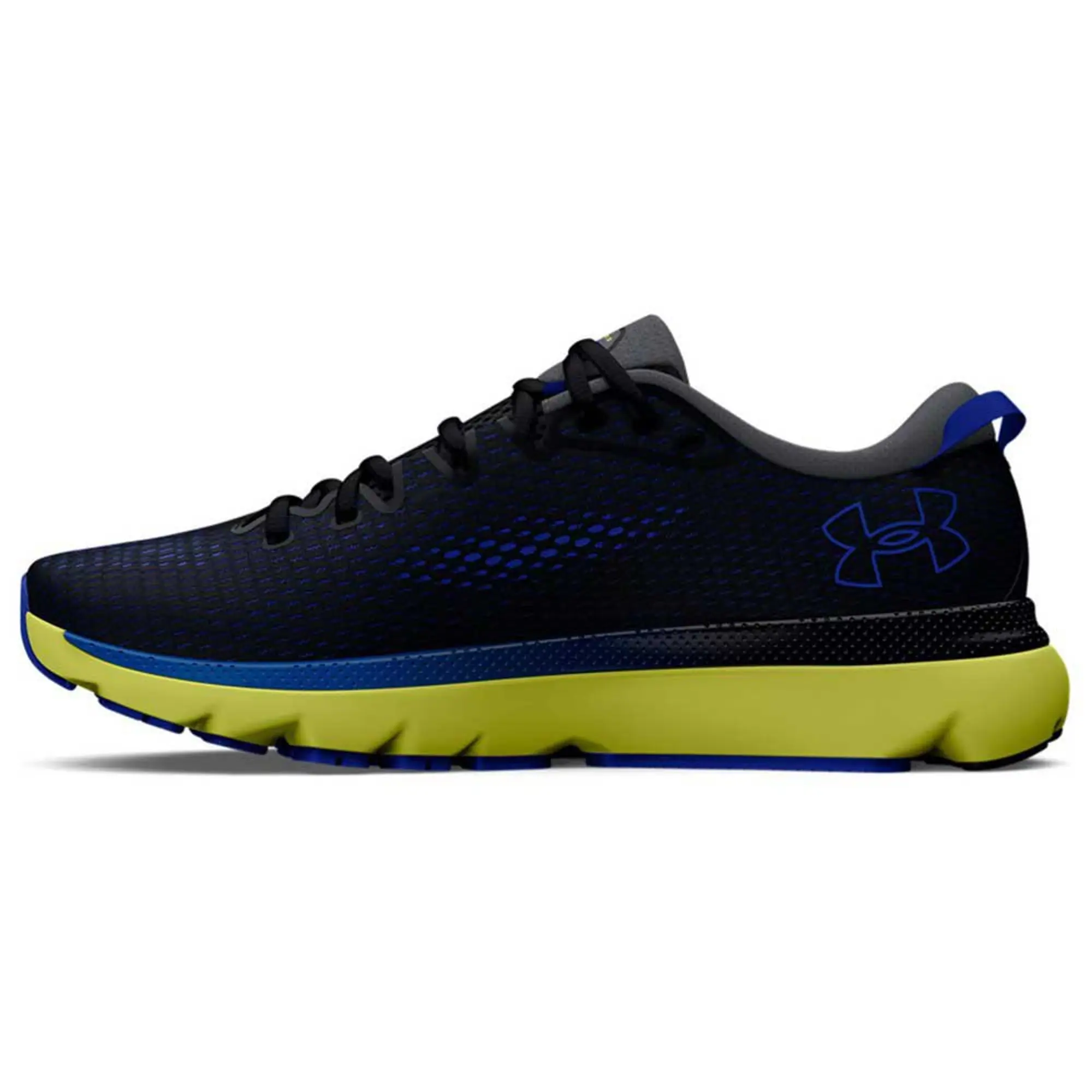 Men s Under Armour HOVR Infinite 5 Running Shoes Black Lime Yellow Team Royal 8