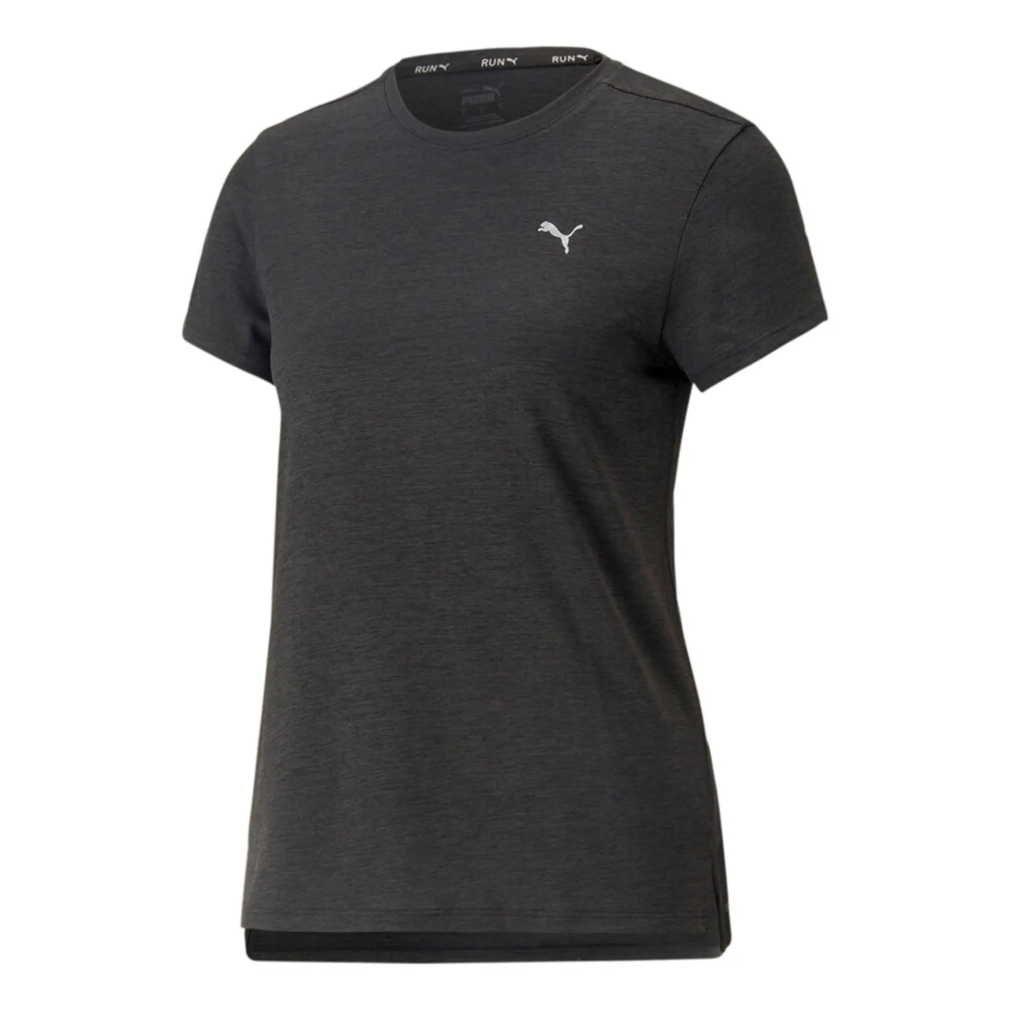 Puma Run Favorite Heather Ss Tee W Running Top Womens - Black