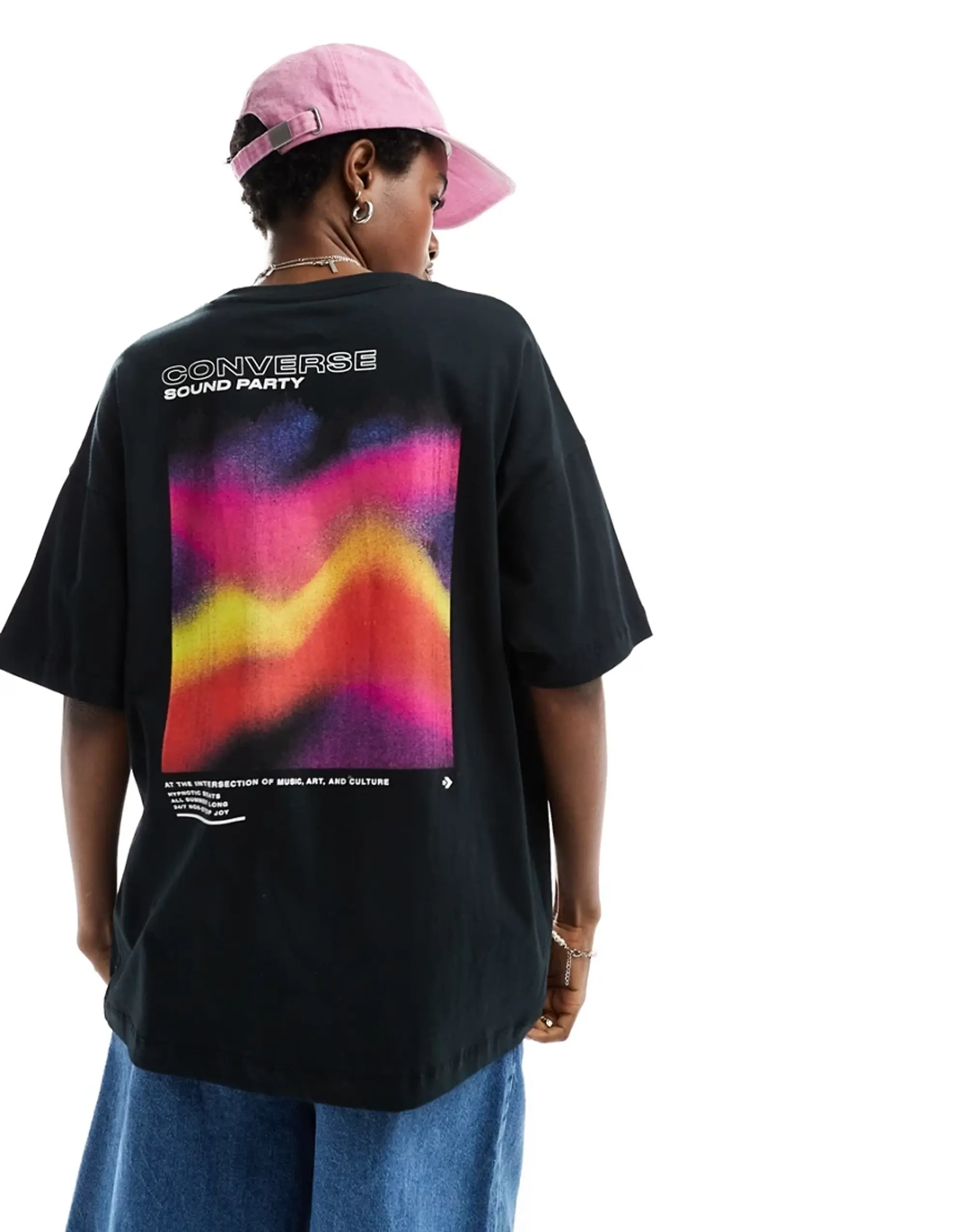 Converse Colourful Sound Waves Tee In Black