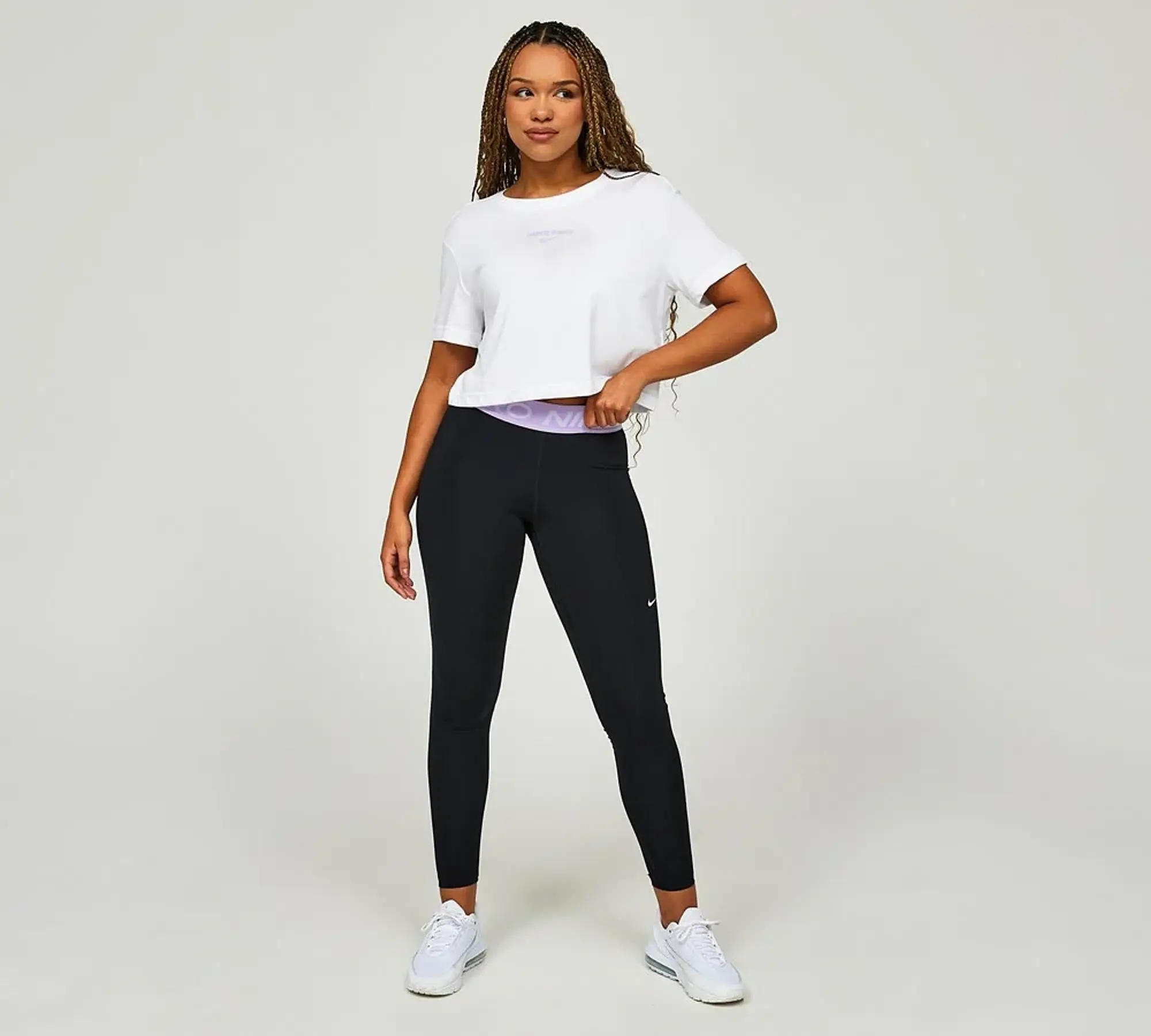 Nike Womens Dri-FIT Pro Short Sleeve Cropped T-Shirt - White - Size XL - White