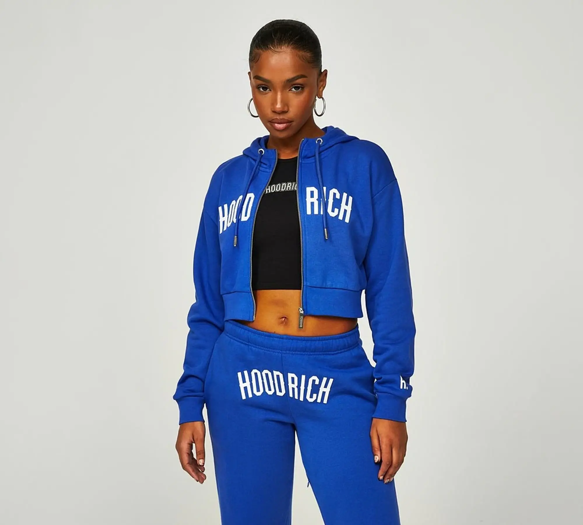 Hoodrich Womens Depth Full Zip Crop Hoodie Blue Size XL Blue HW 0423 0433 FOOTY.COM