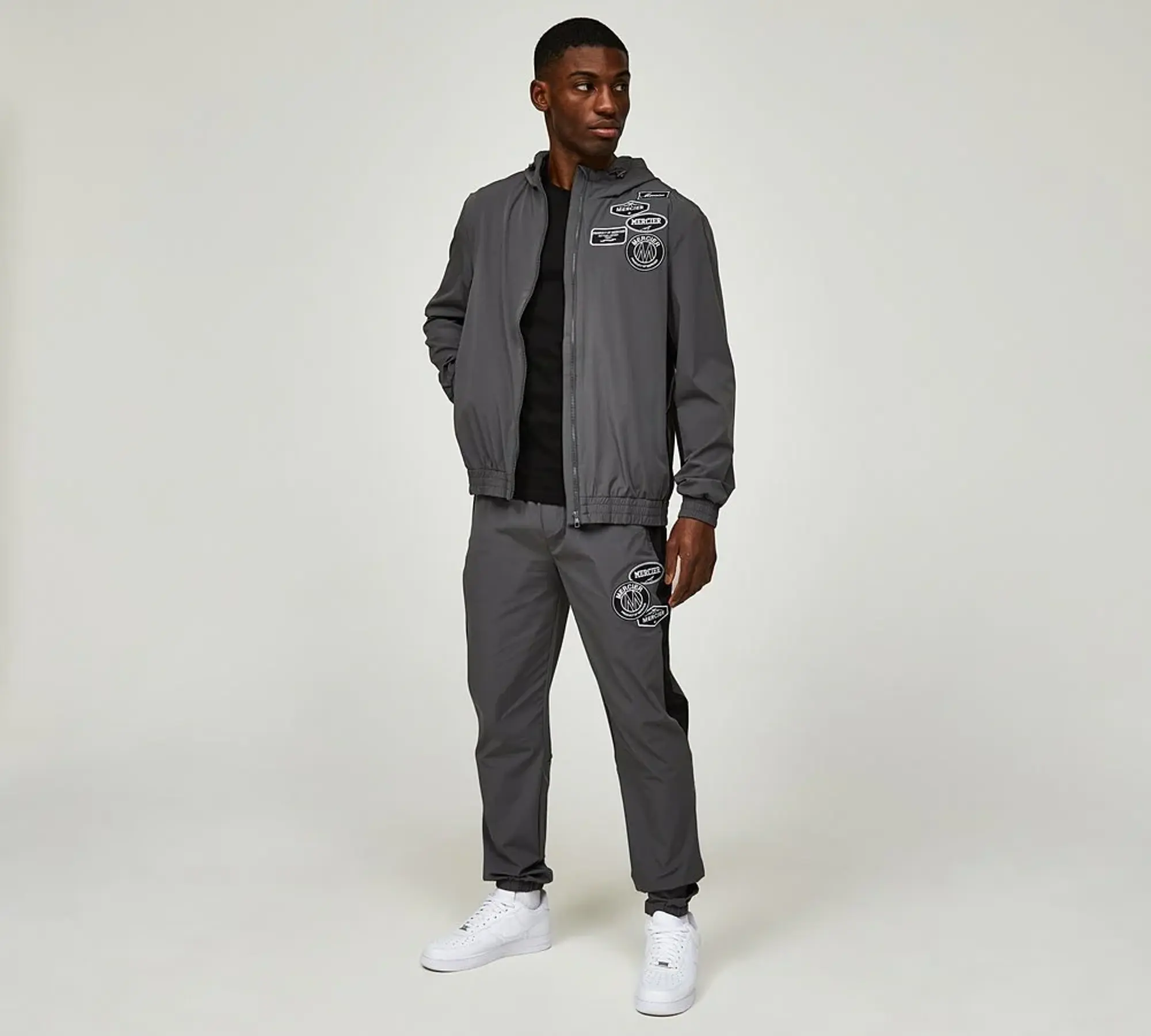 Mercier Contrast Badge Sport Woven Pant - Grey - Size L - Grey