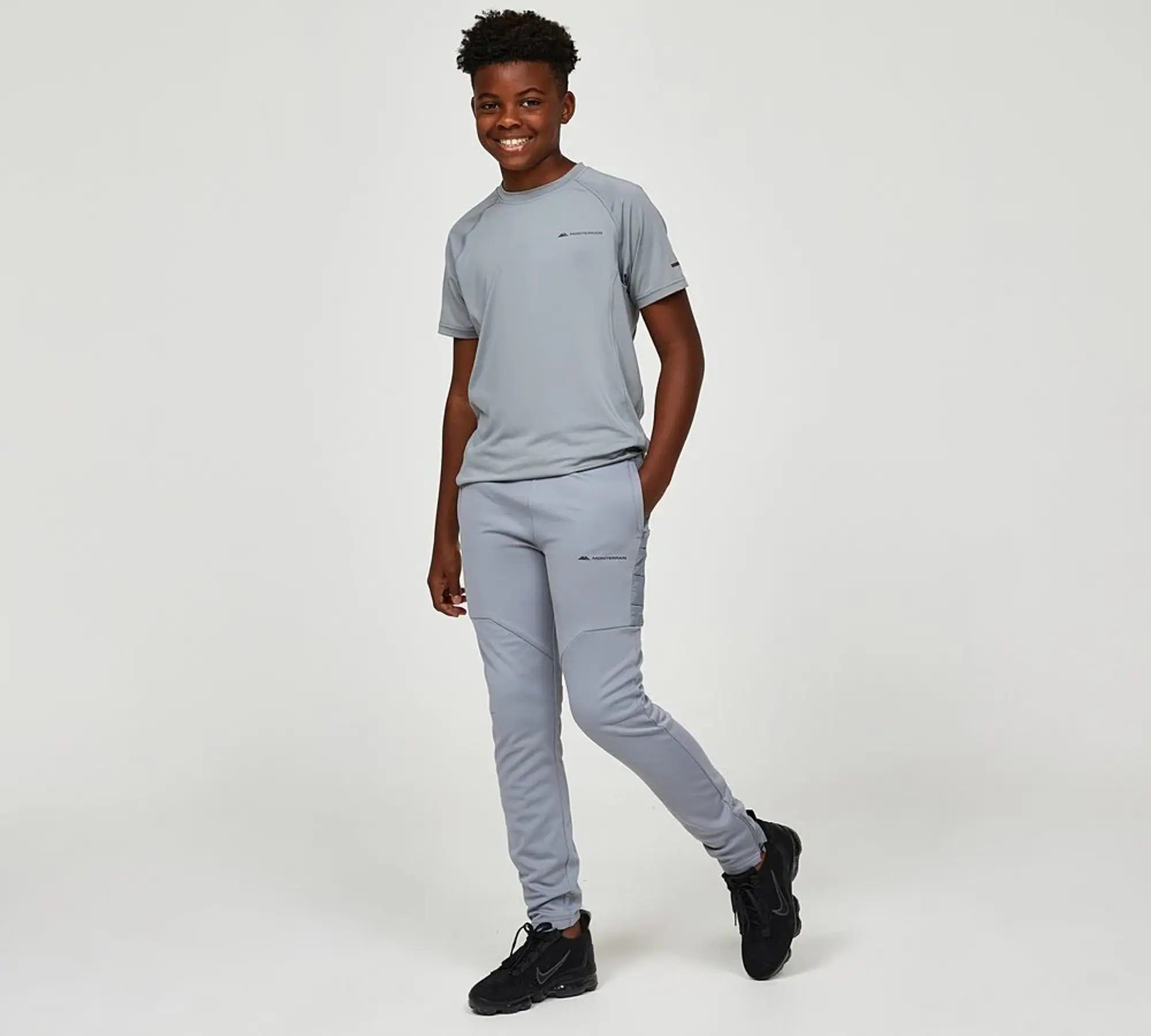 Monterrain Junior Fleet 2.0 Poly Running Pant - Grey - Size M/B - Grey