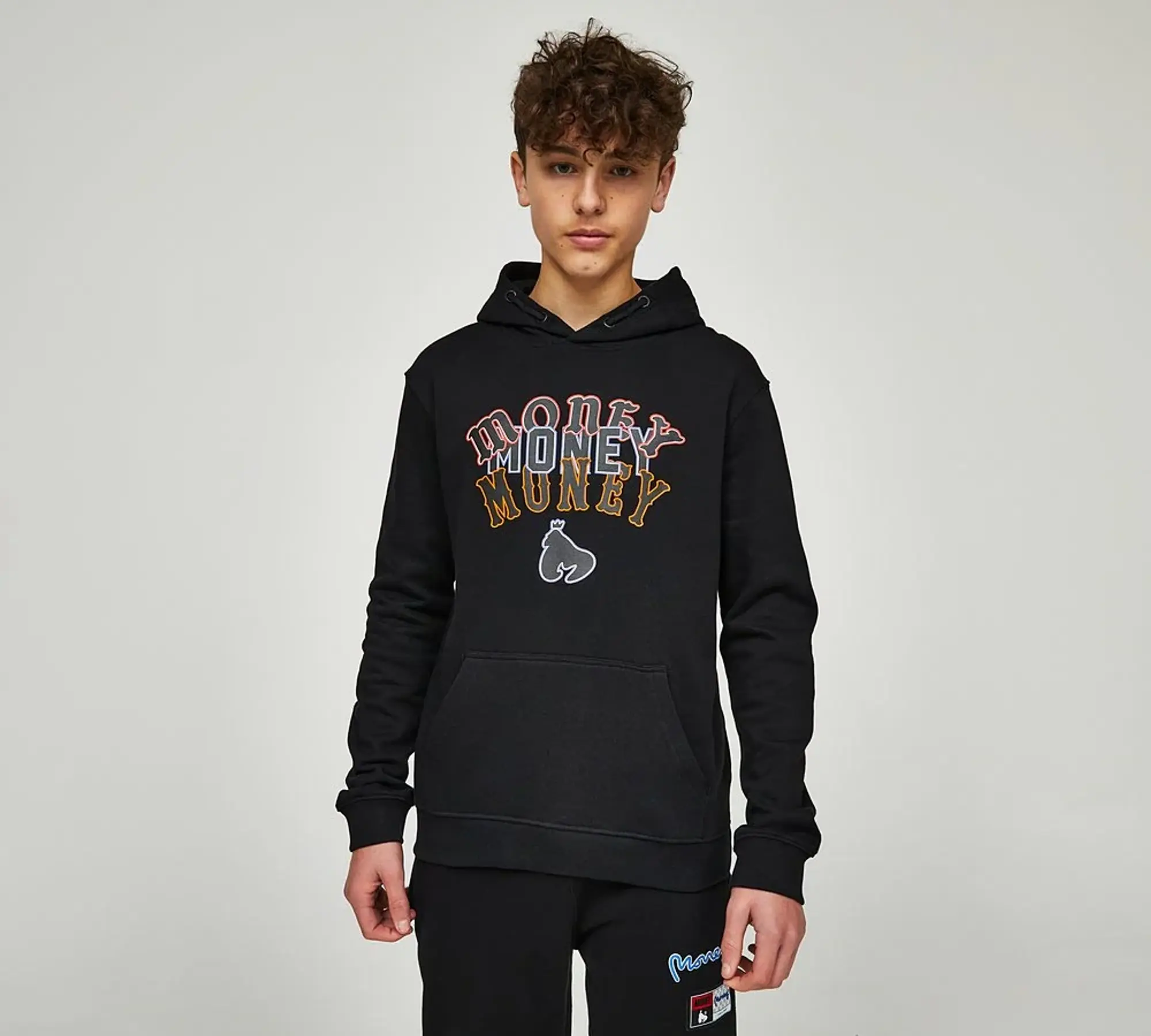 Money Clothing Junior Multi Logo Overhead Hoodie - Black - Size 10-11Y - Black