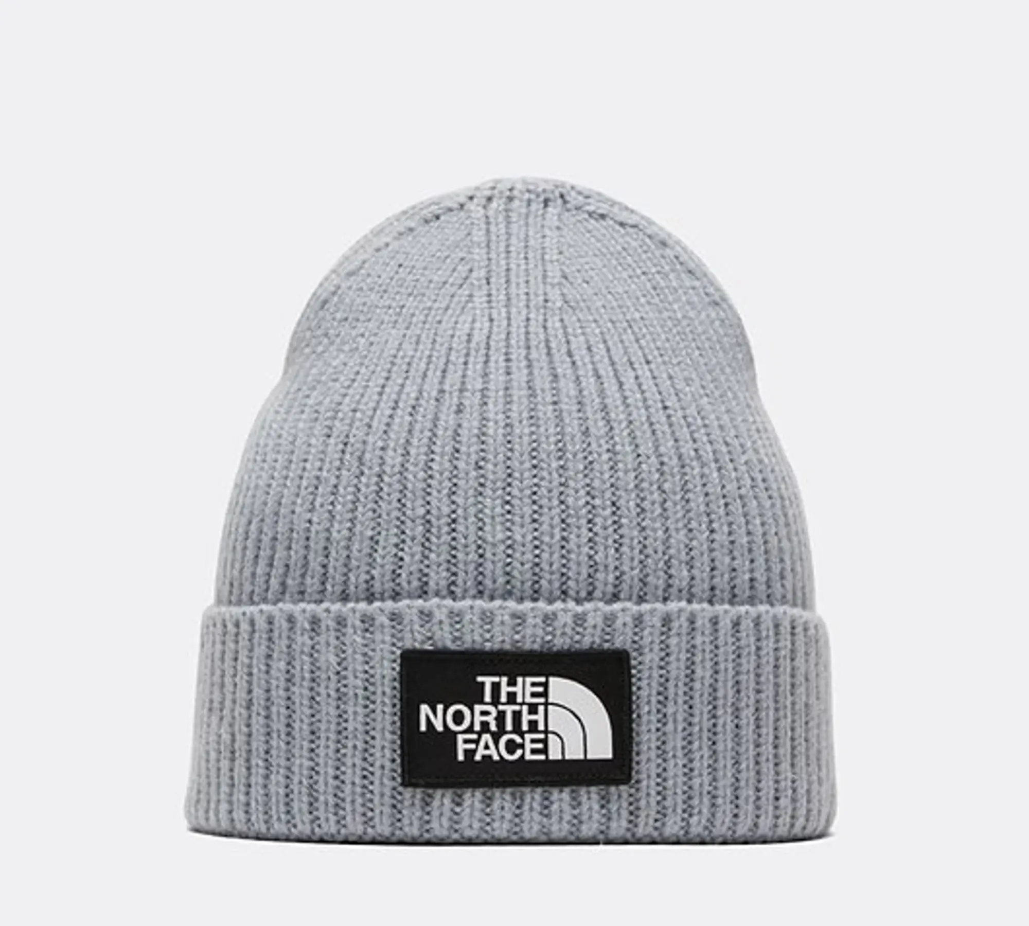 The North Face Logo Box Cuffed Beanie Hat - Grey, Grey