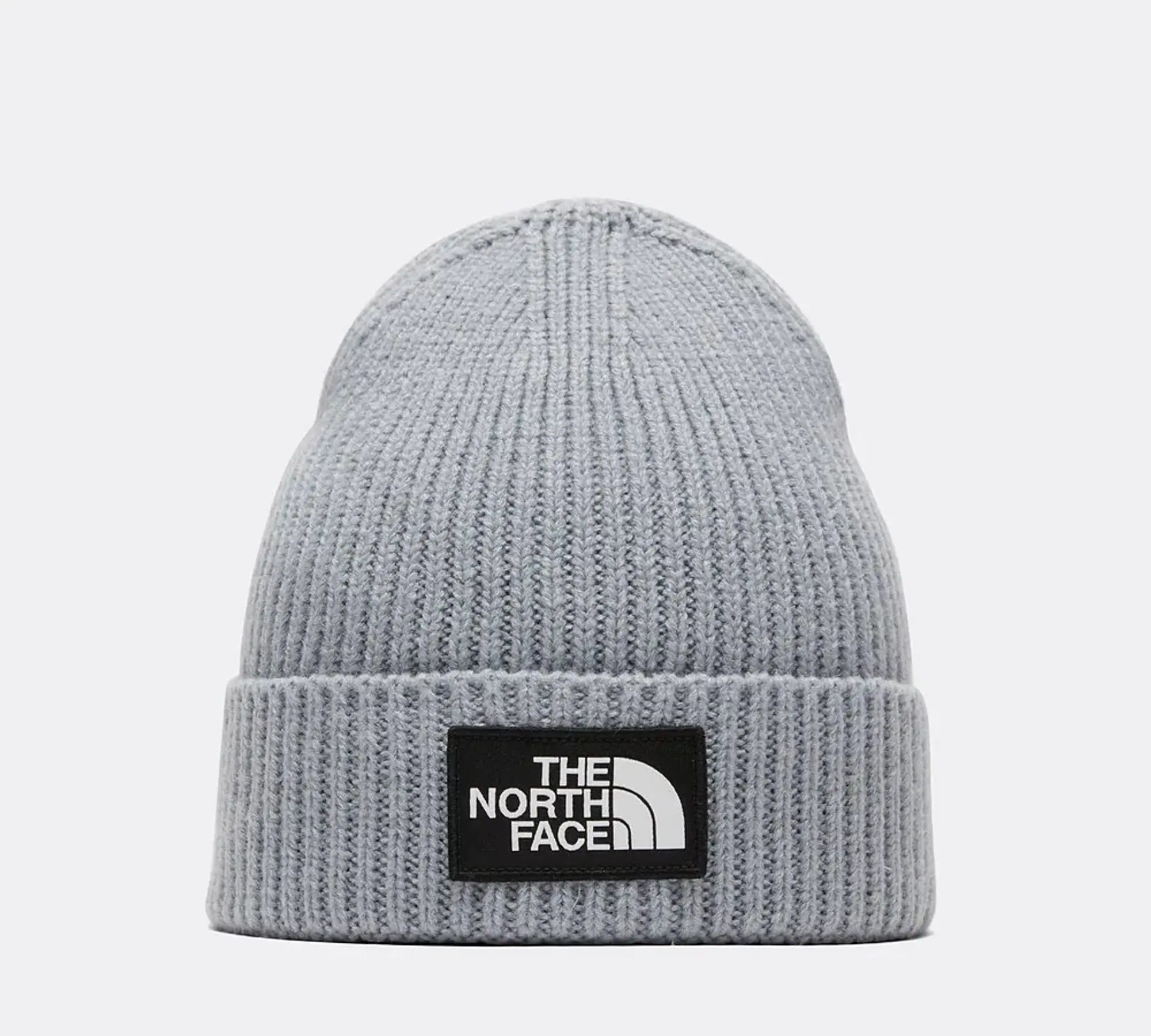 The North Face Logo Box Cuffed Beanie Hat - Grey, Grey