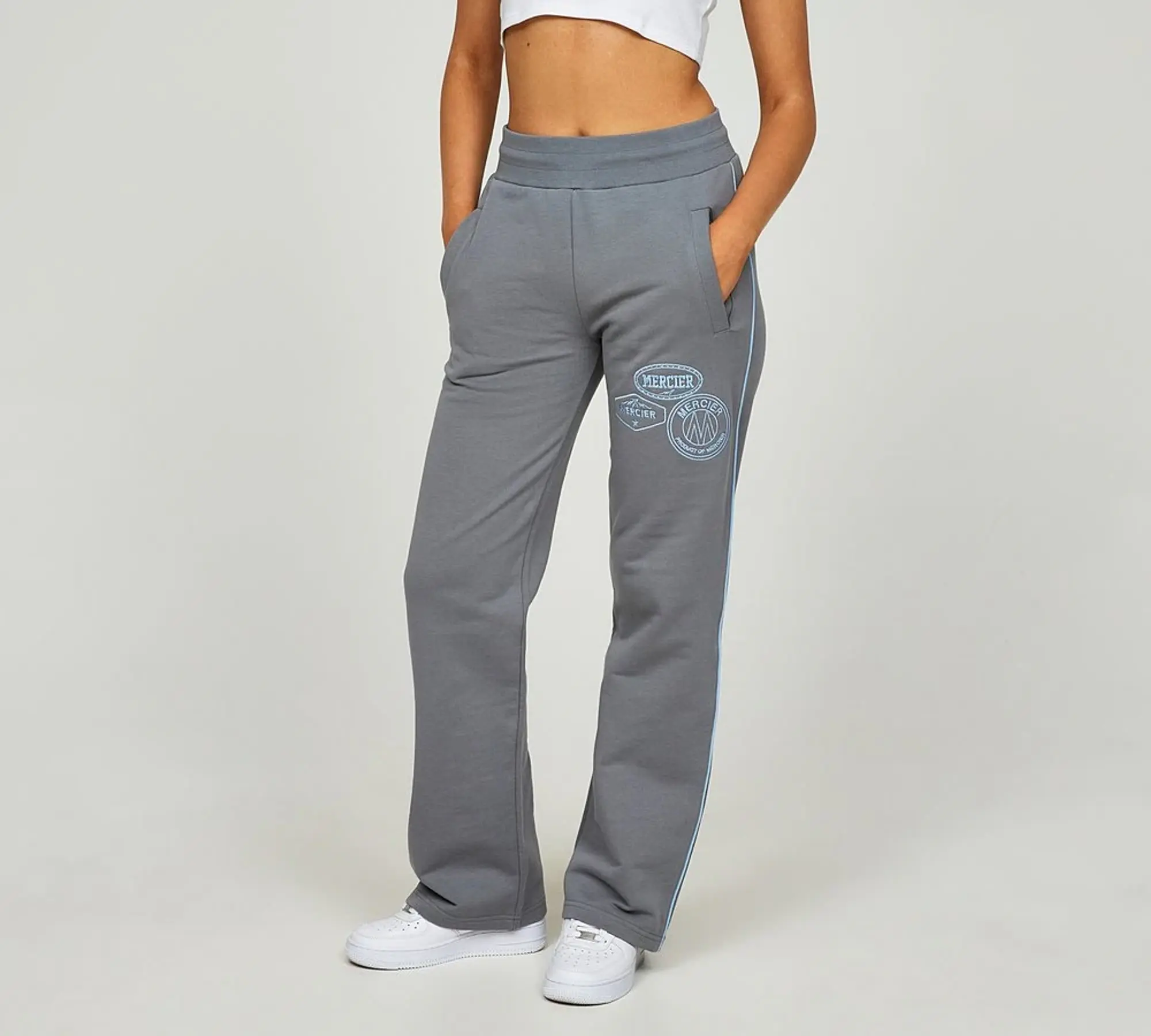 Mercier Womens OG Badge Piping Open Hem Pant - Green - Size L - Grey