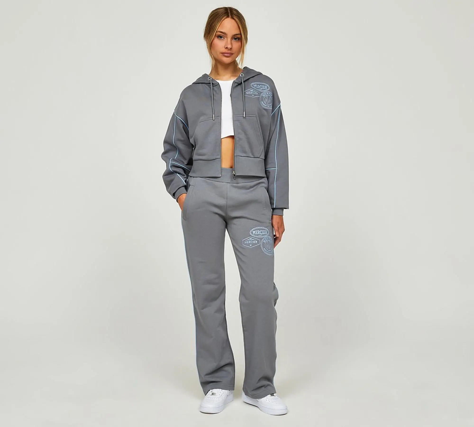 Mercier Womens OG Badge Piping Open Hem Pant - Green - Size L - Grey