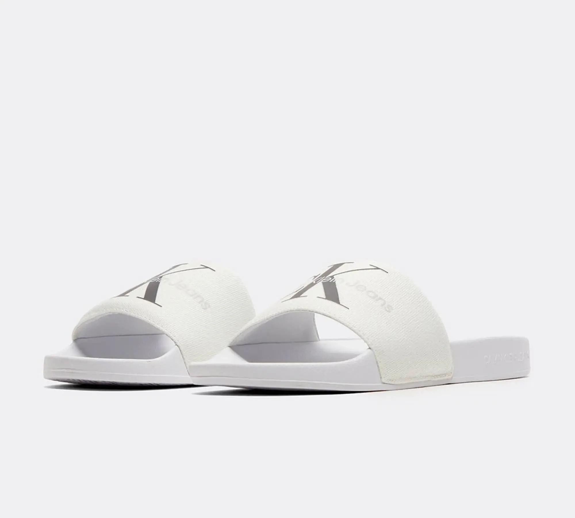 Calvin Klein Womens Monogram Slide - White - Size 33 - White