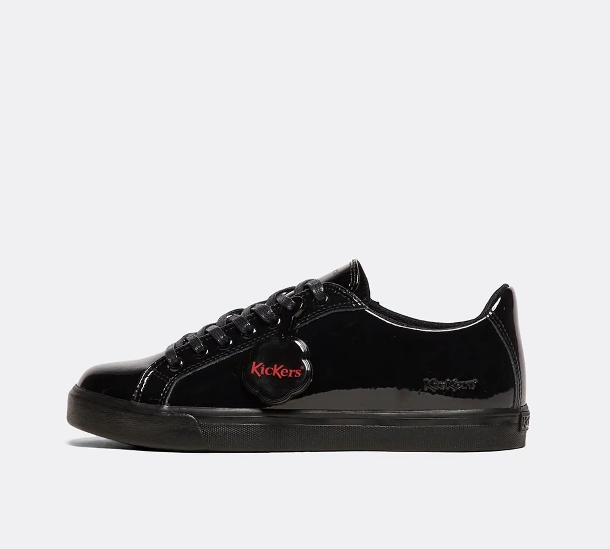 Kickers Junior Tovni Lacer Patent Shoe - Black - Size 3 - Black
