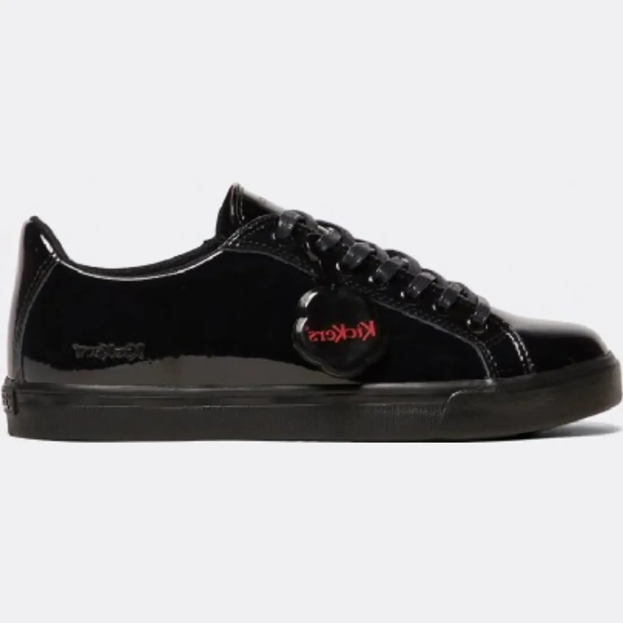 Kickers Junior Tovni Lacer Patent Shoe - Black - Size 3 - Black