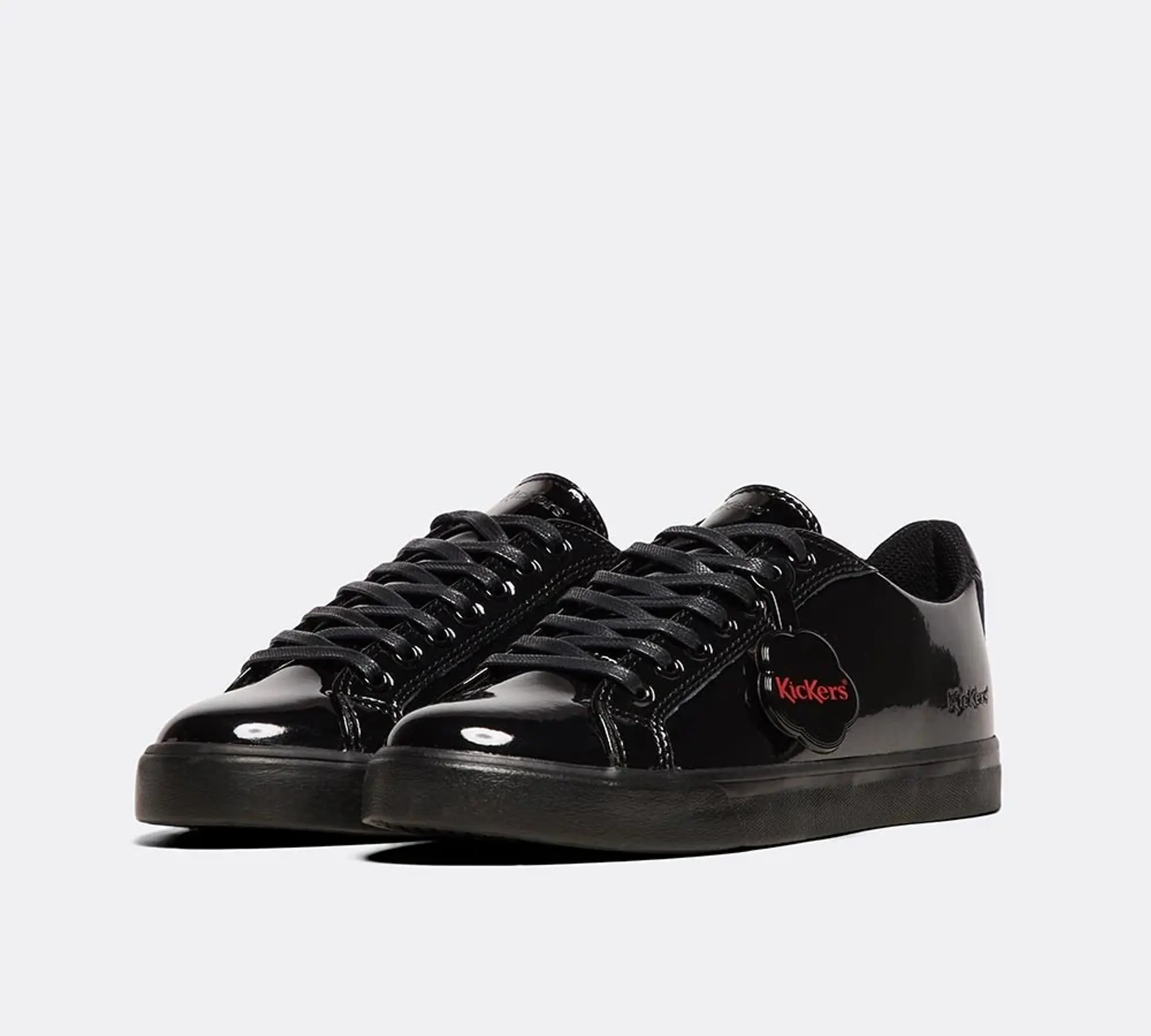 Kickers Junior Tovni Lacer Patent Shoe - Black - Size 3 - Black