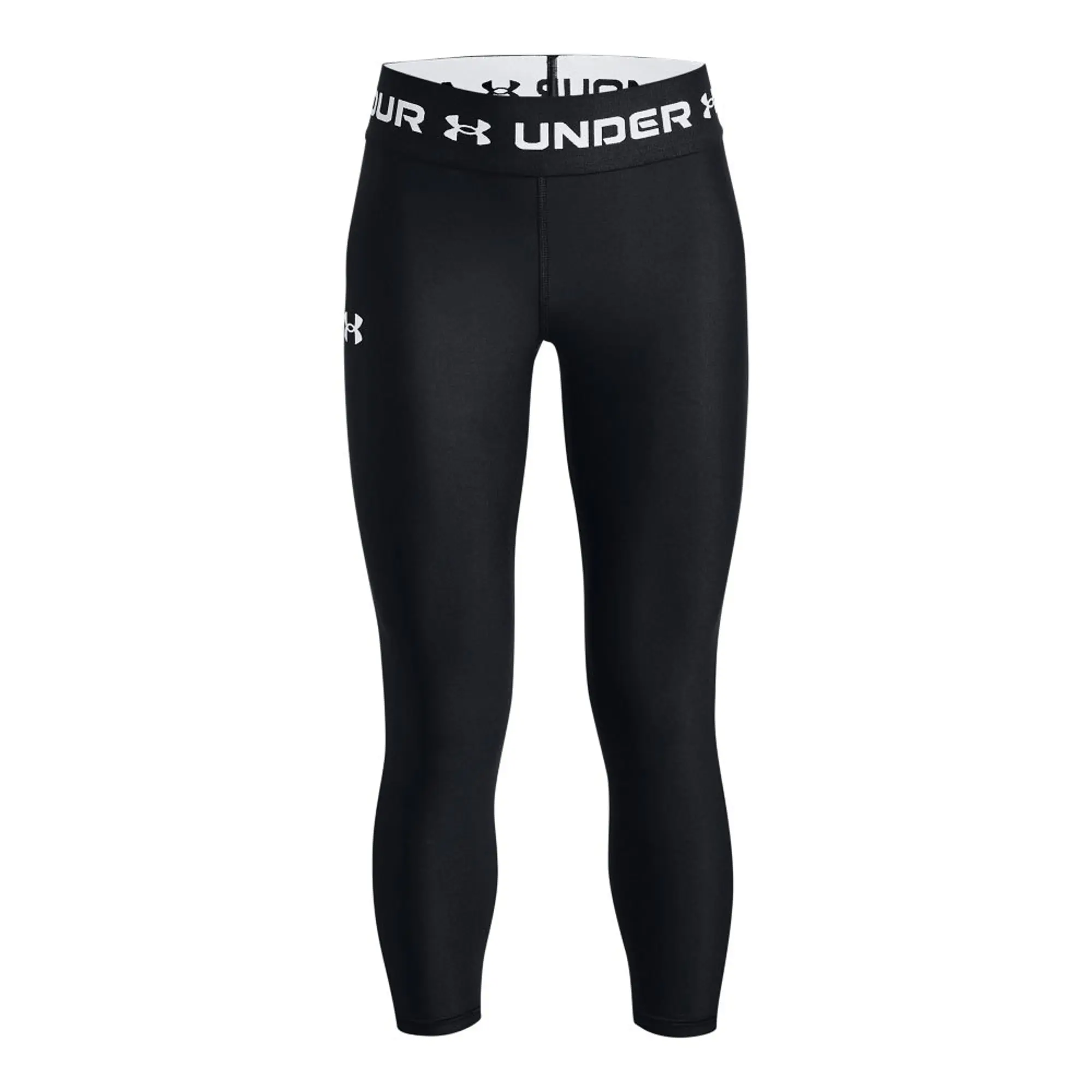 Under Armour Girls' HeatGear® Ankle Crop Black / White YSM (50 - 54 in)