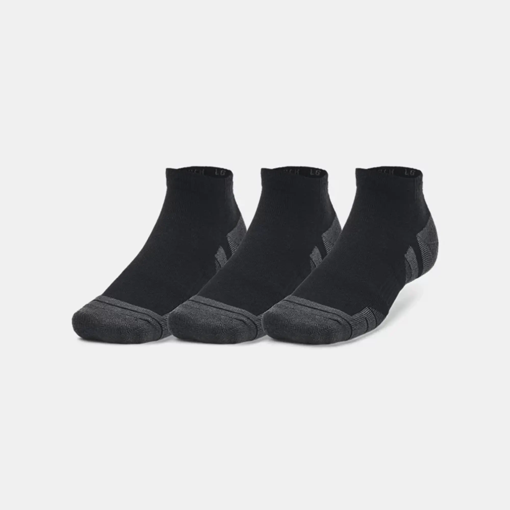 Unisex  Under Armour  Performance Tech 3-Pack Low Cut Socks Black / Black / Jet Gray XL