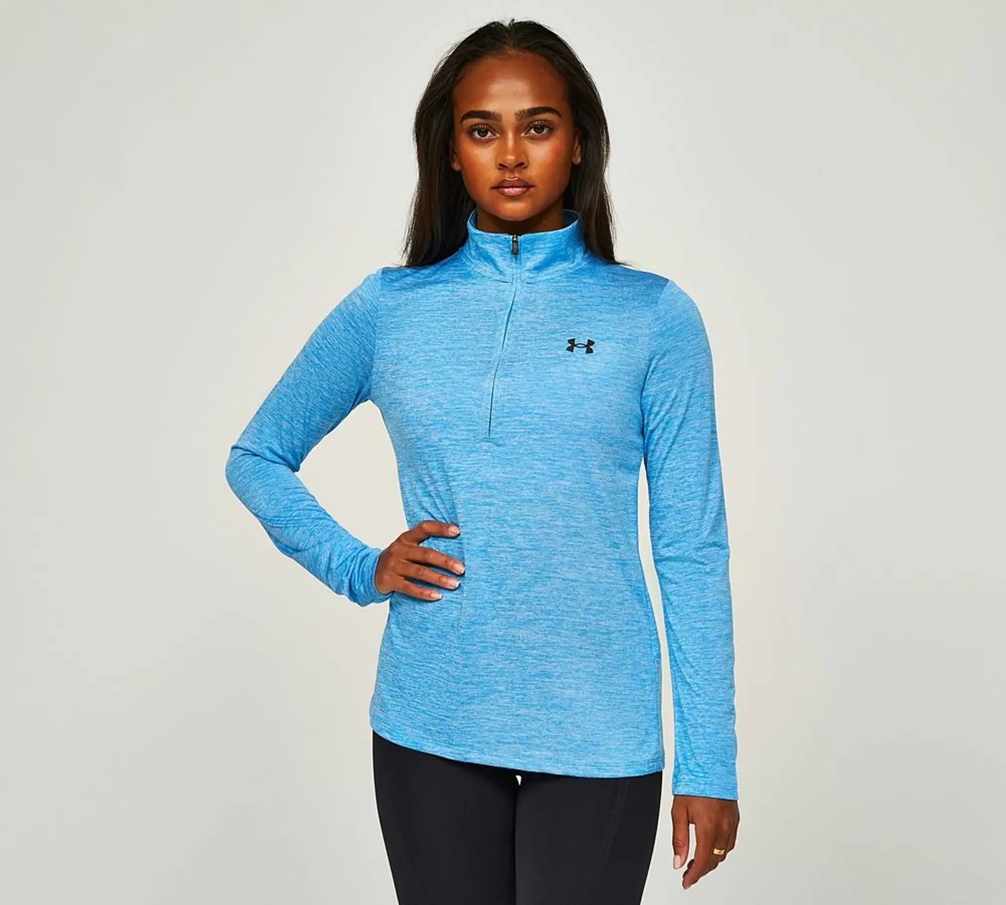 Under Armour Womens Tech Twist Half Zip T-Shirt - Blue - Size L - Blue