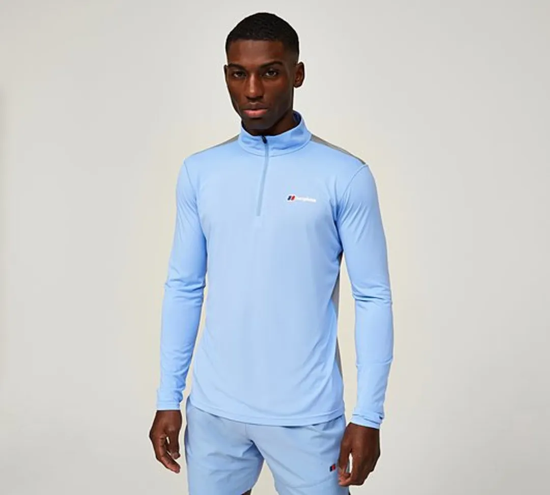 Berghaus Wayside Long Sleeve Half Zip Tech T-Shirt - Blue - Size L