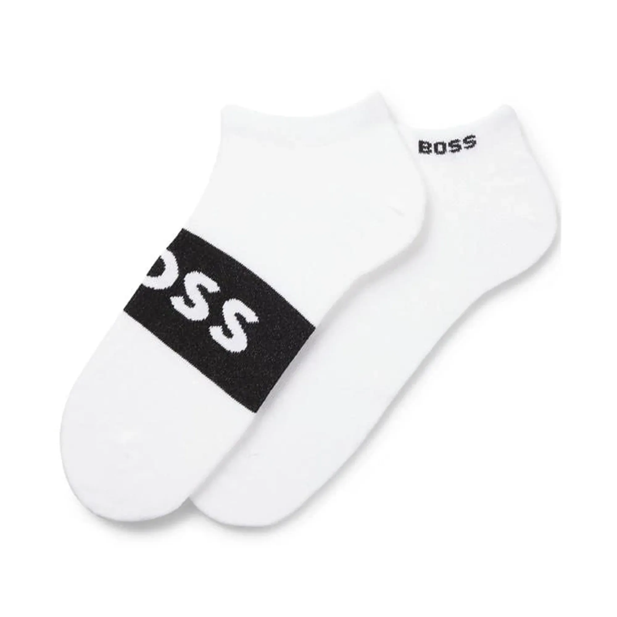 BOSS 2 Pack Logo No Show Sock - White - Size 39-42 - White