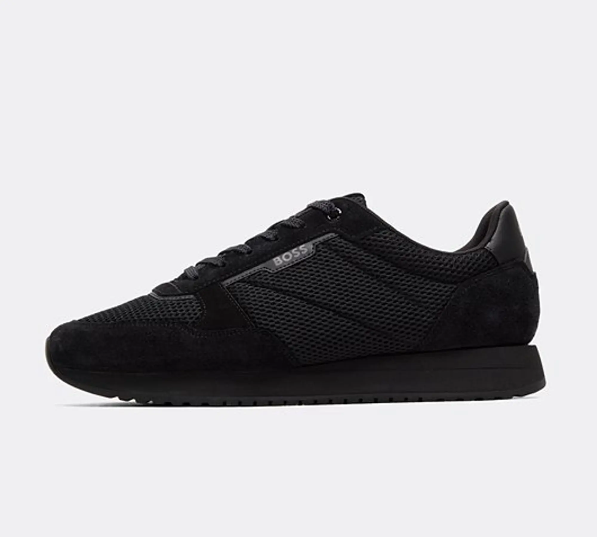 BOSS Kai Hairy Suede Trainer - Black - Size 11 - Black