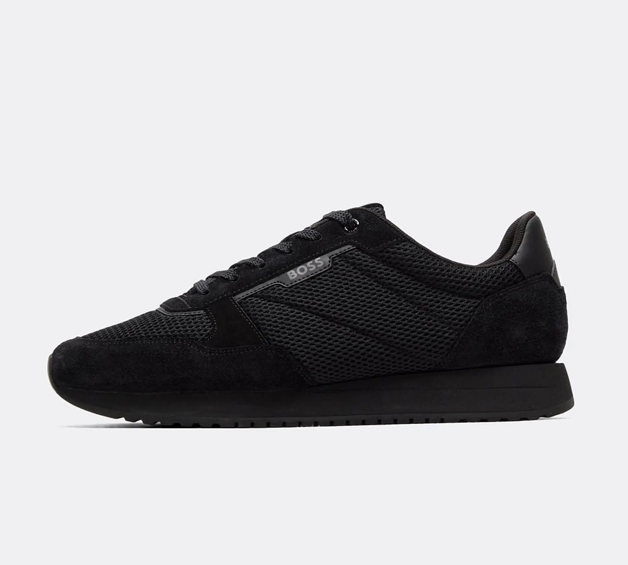 BOSS Kai Hairy Suede Trainer - Black - Size 11 - Black