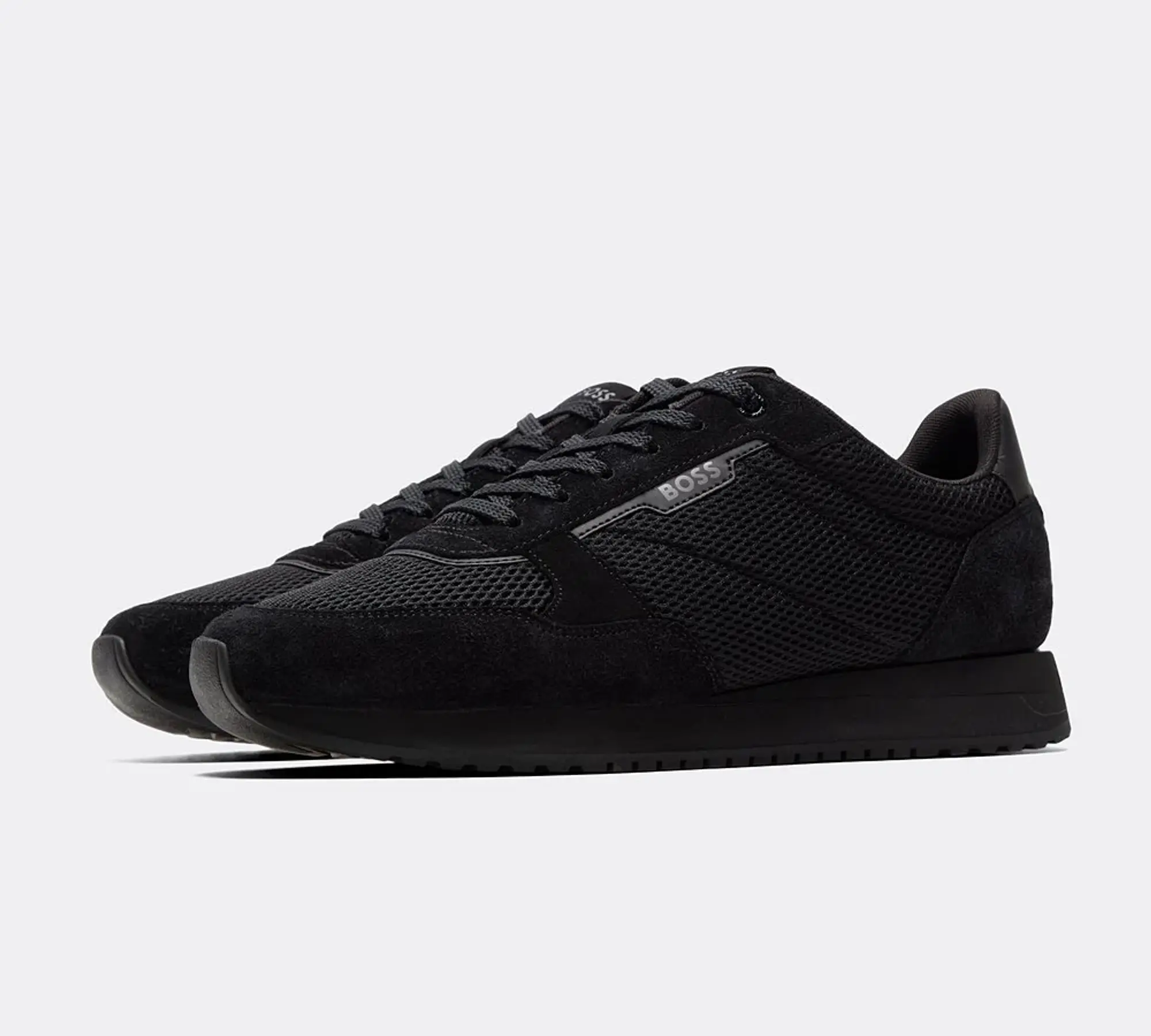 BOSS Kai Hairy Suede Trainer - Black - Size 11 - Black